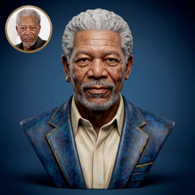 Morgan Freeman 3D Printable Bust