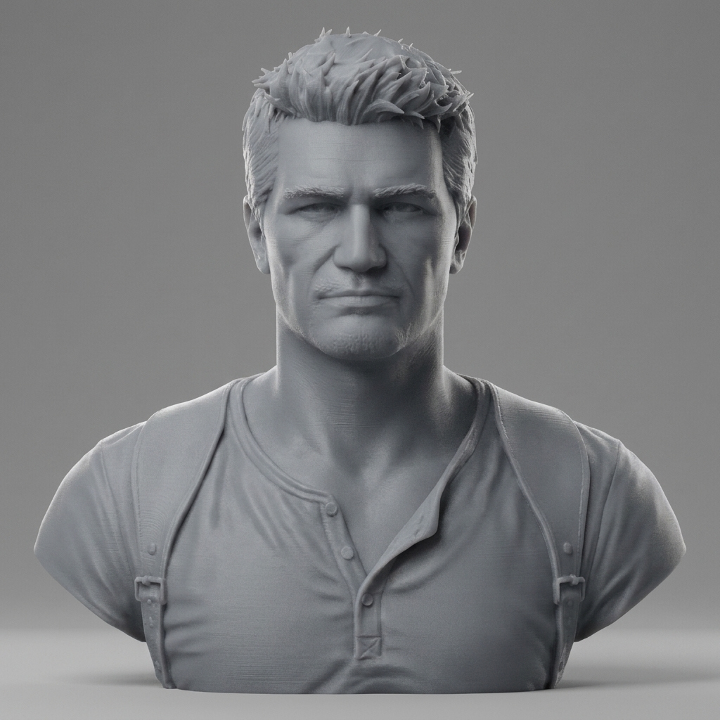 Nathan Drake Uncharted Character Bust 3D Model