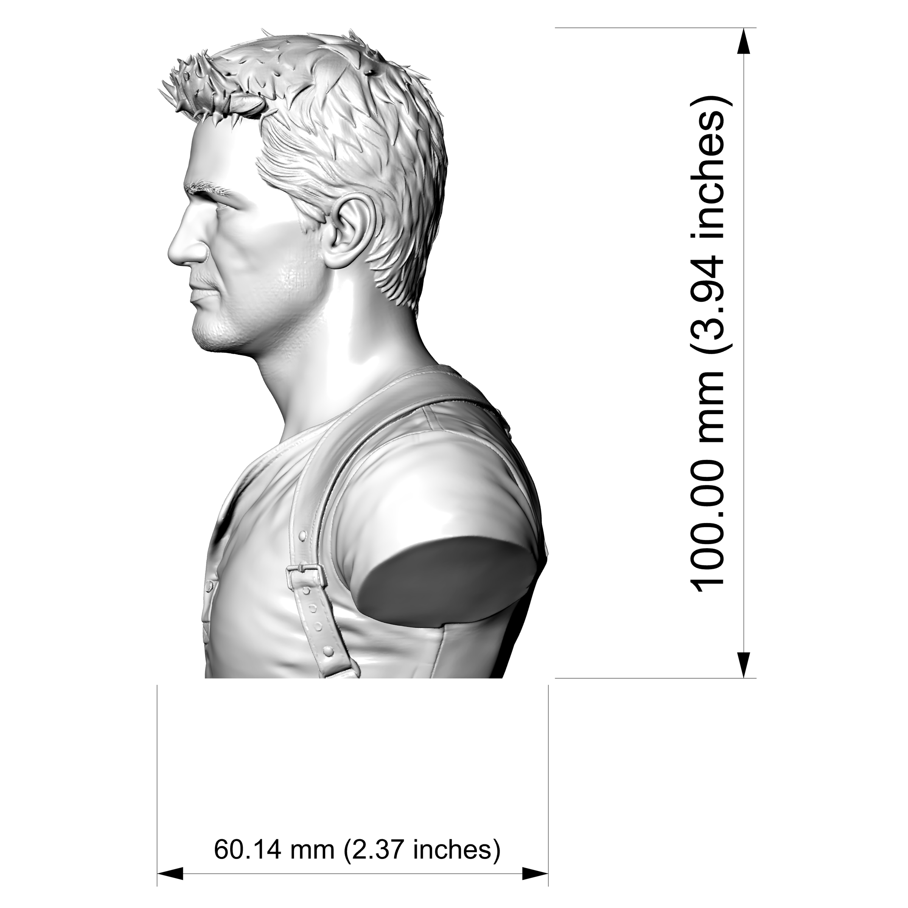 Nathan Drake Uncharted Character Bust 3D Model