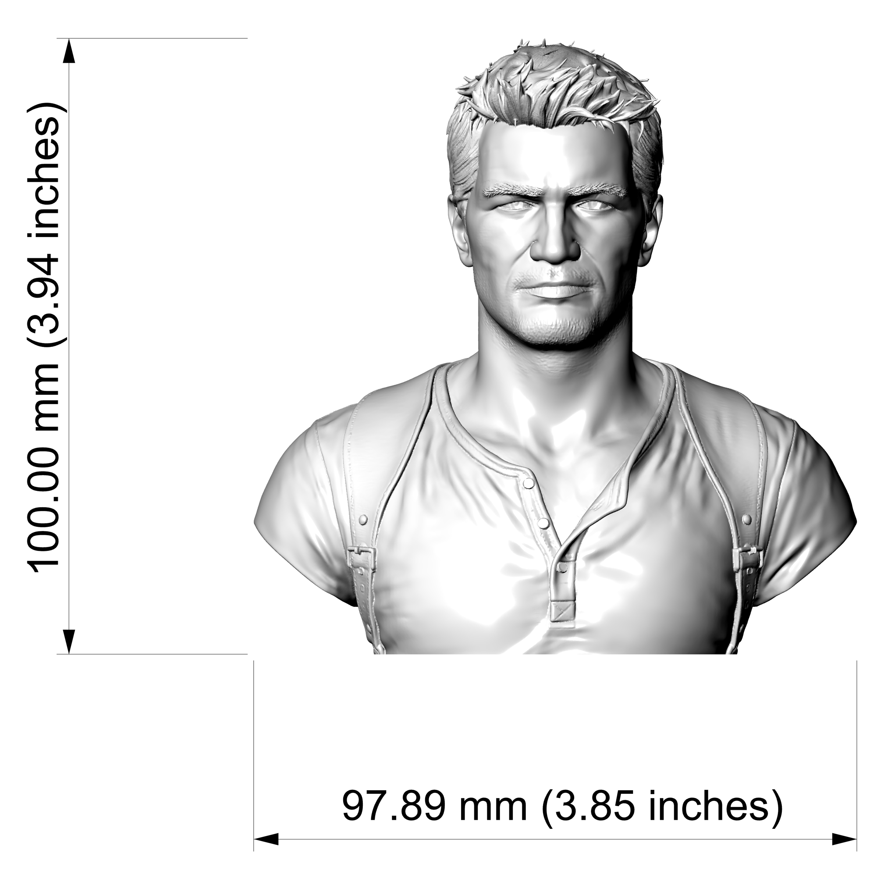 Nathan Drake Uncharted Character Bust 3D Model