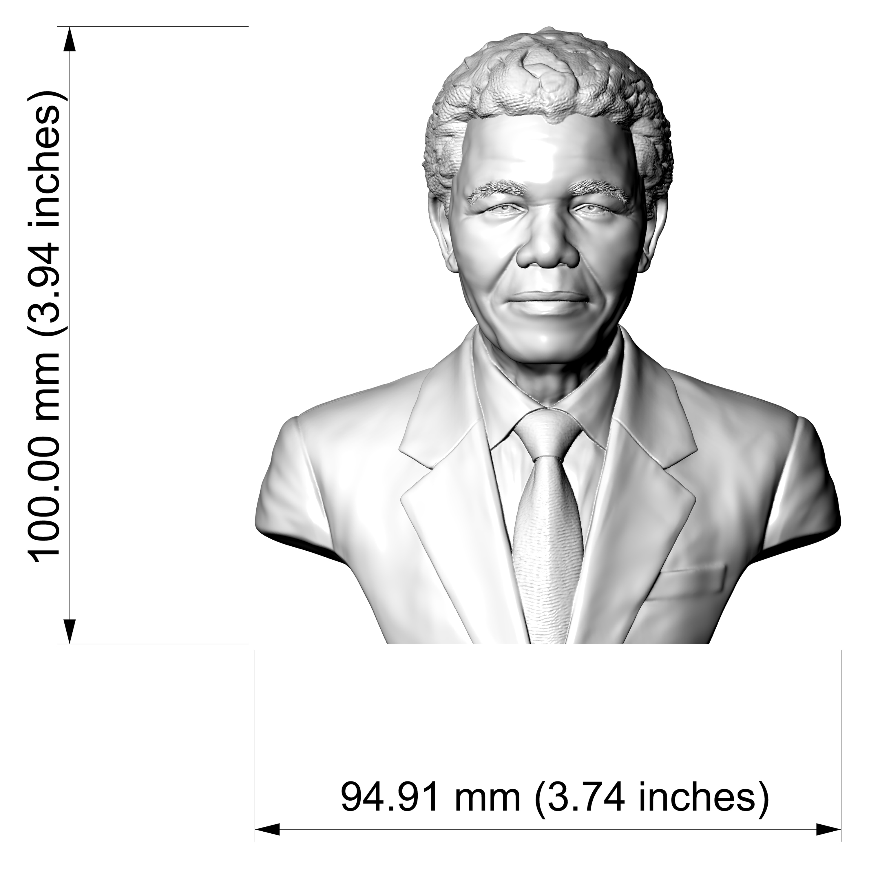 Nelson Mandela Bust 3D Model