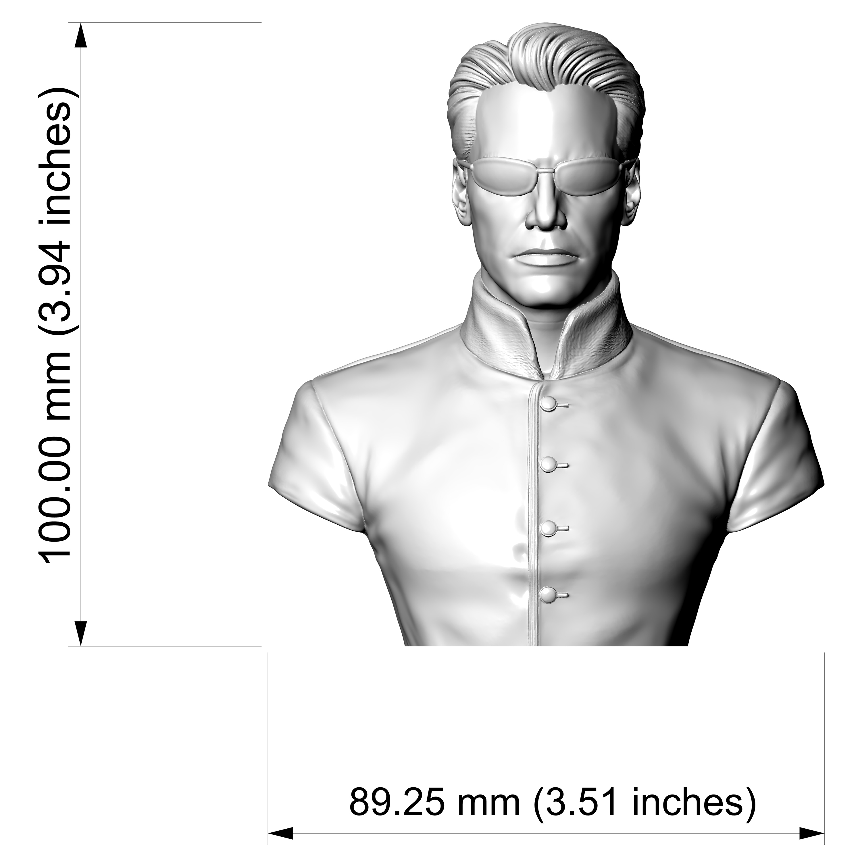 Neo The Matrix 3D Printable Bust 3D Model