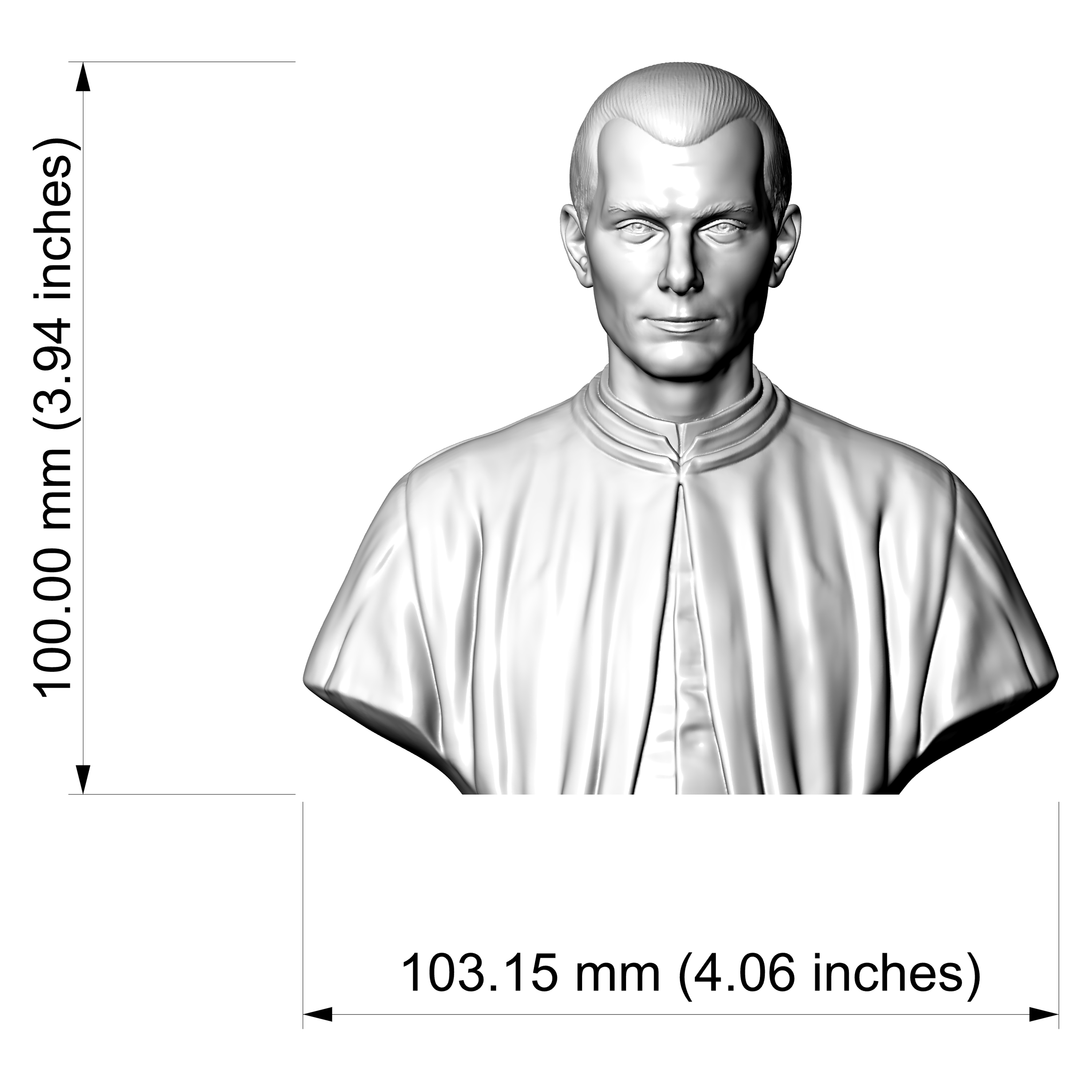 Niccolò Machiavelli Bust 3D Printable 3D Model