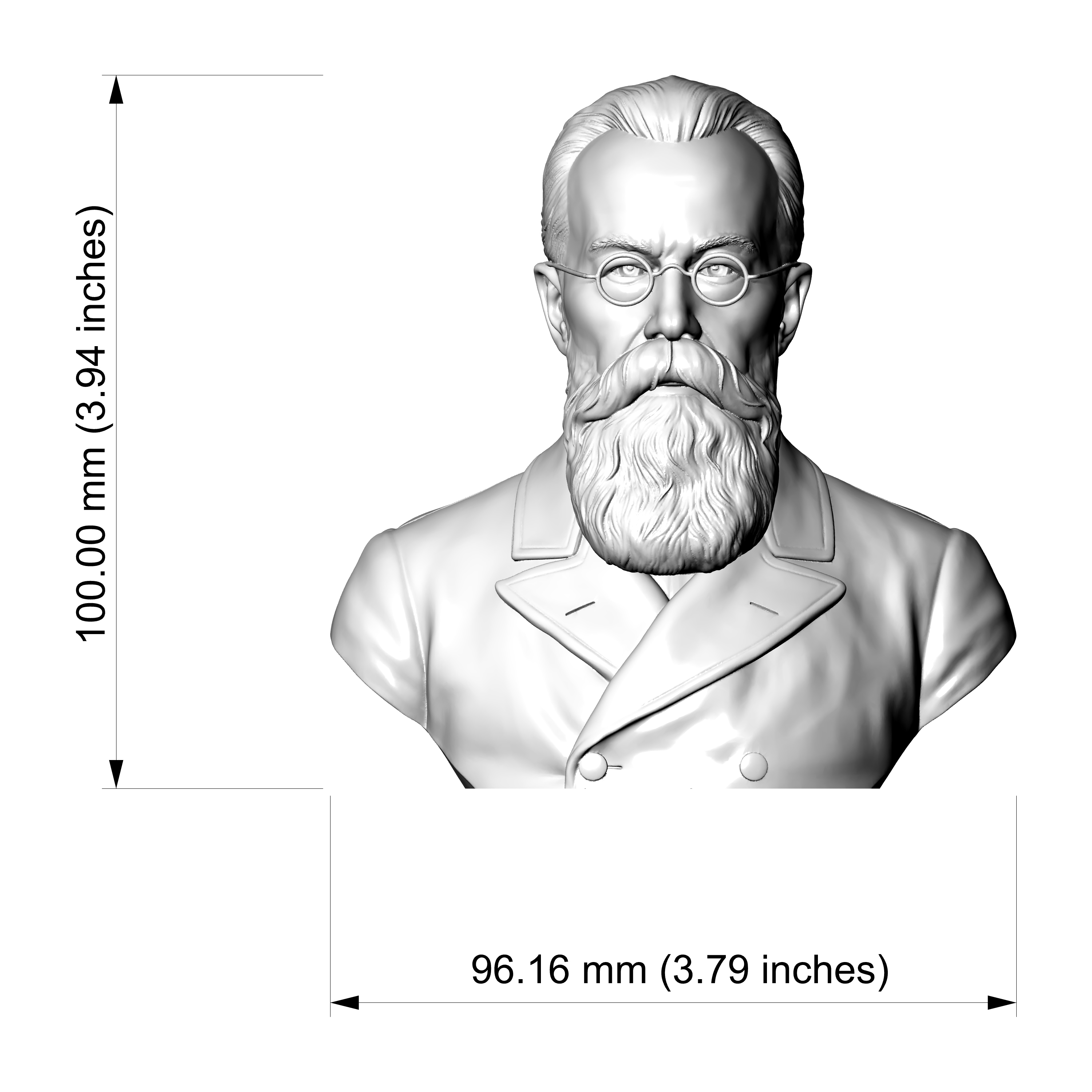 Nikolai Rimsky-Korsakov Bust 3D Printable Bust 3D Model