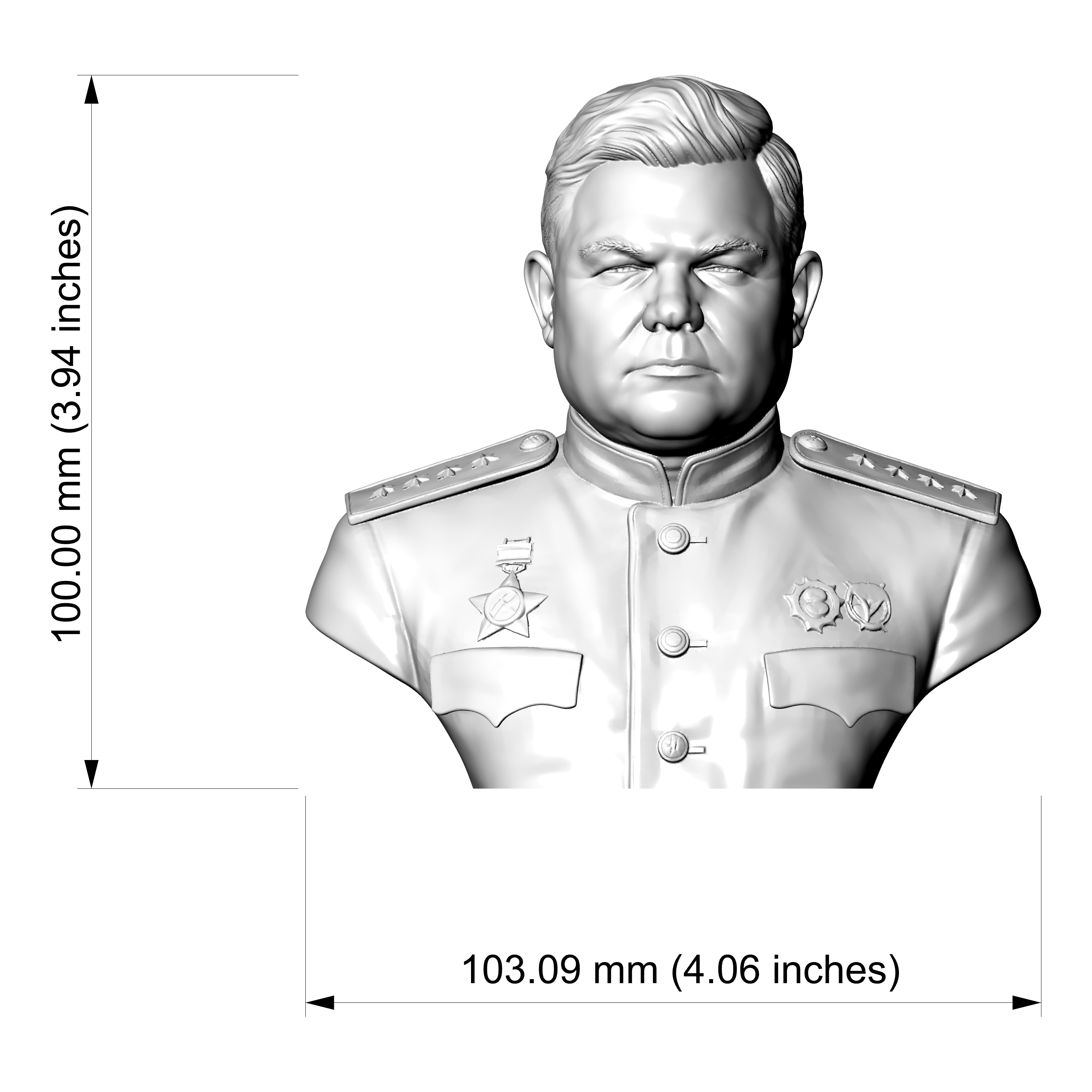 Nikolai Vatutin 3D Printable Bust 3D Model