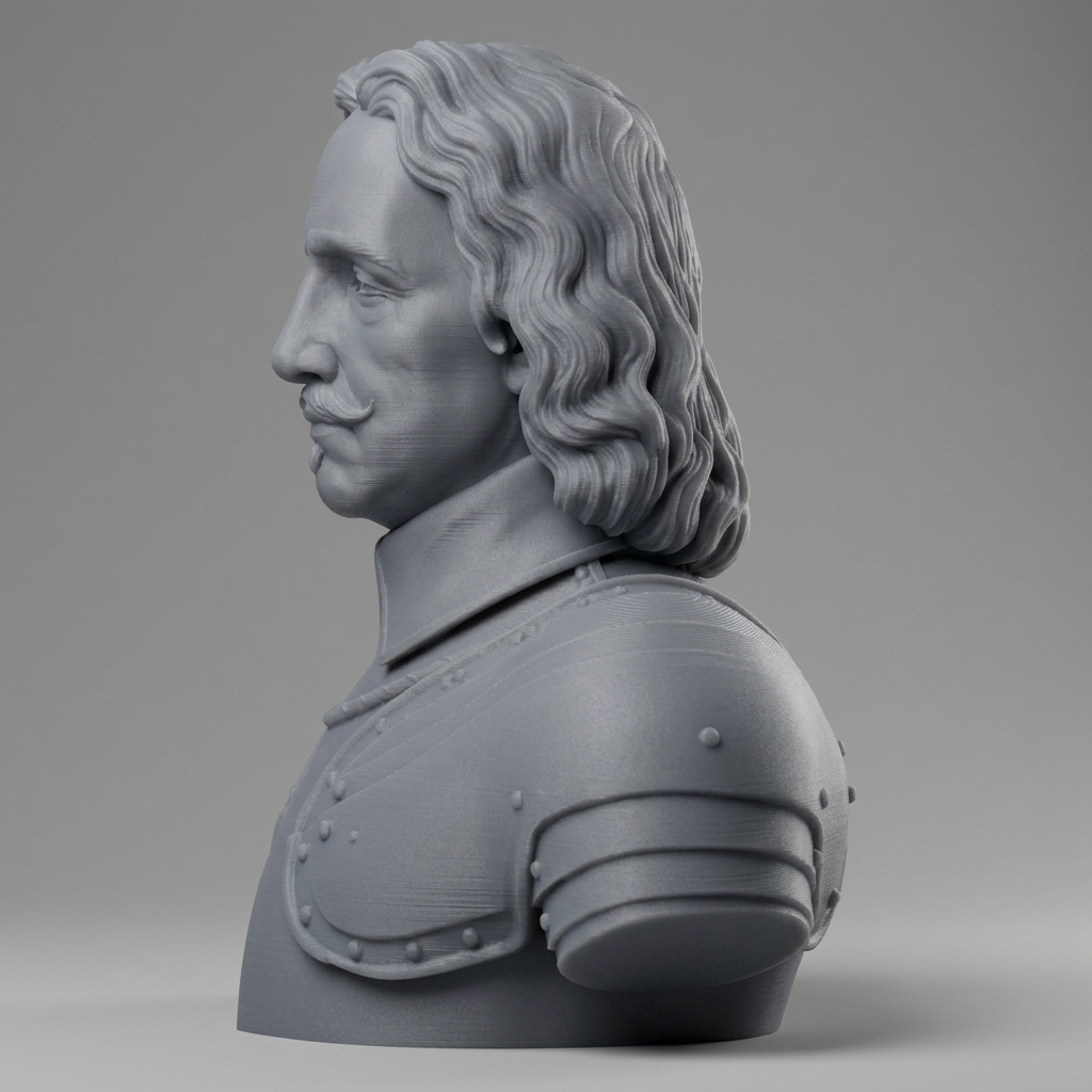 Oliver Cromwell Lord Protector Historical Bust 3D Model
