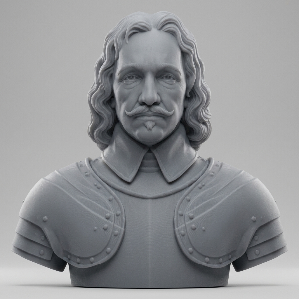 Oliver Cromwell Lord Protector Historical Bust 3D Model