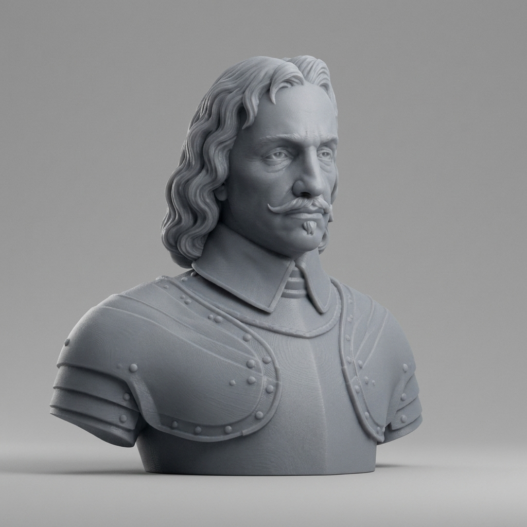 Oliver Cromwell Lord Protector Historical Bust 3D Model