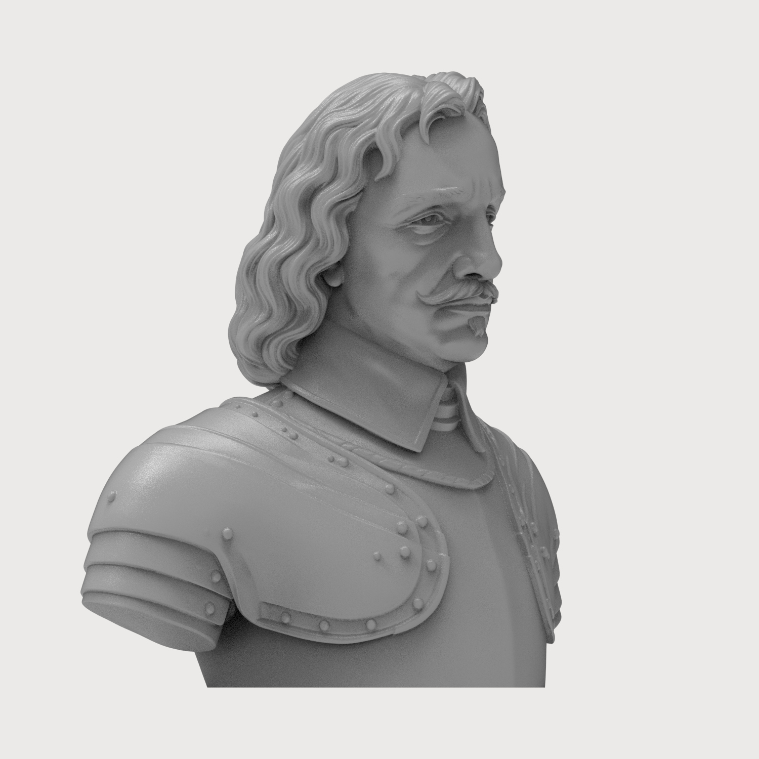 Oliver Cromwell Lord Protector Historical Bust 3D Model