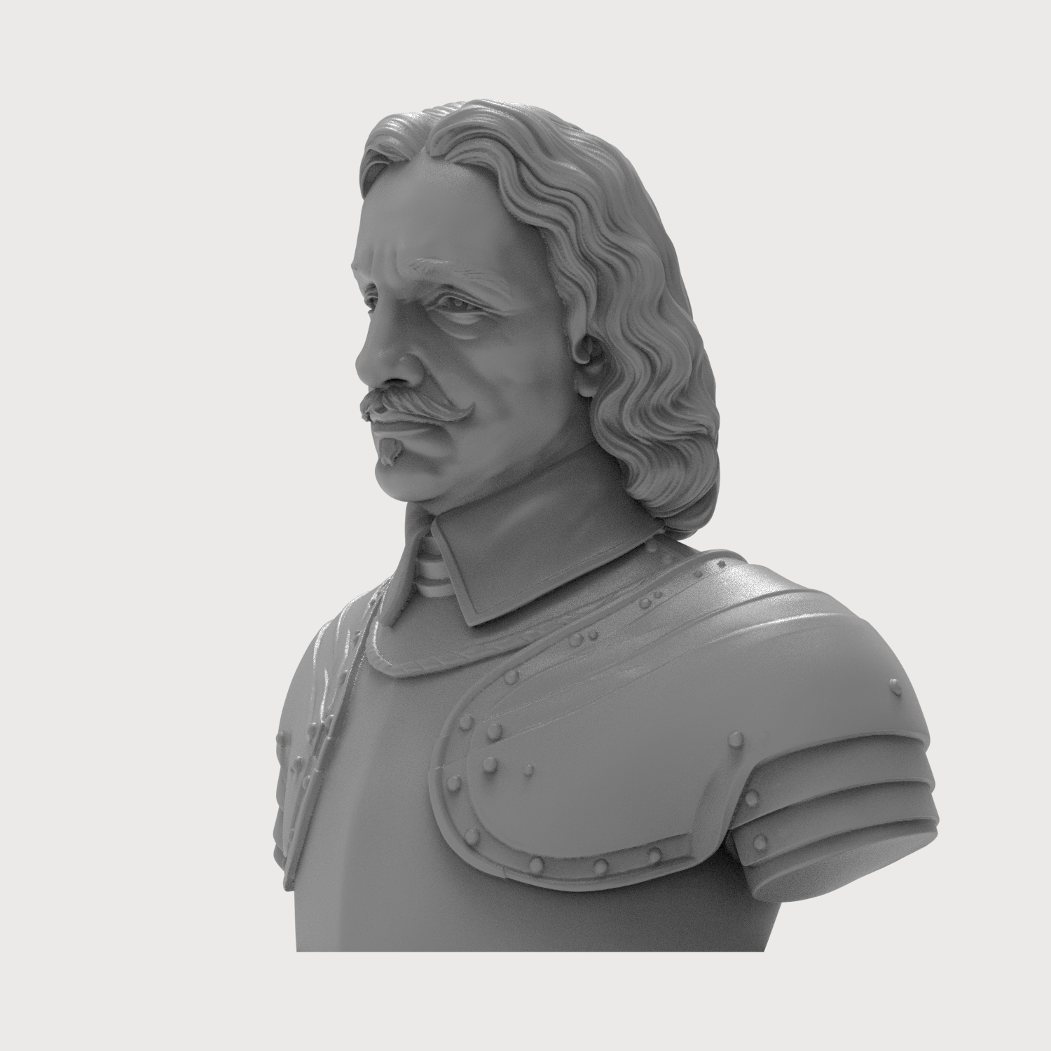 Oliver Cromwell Lord Protector Historical Bust 3D Model