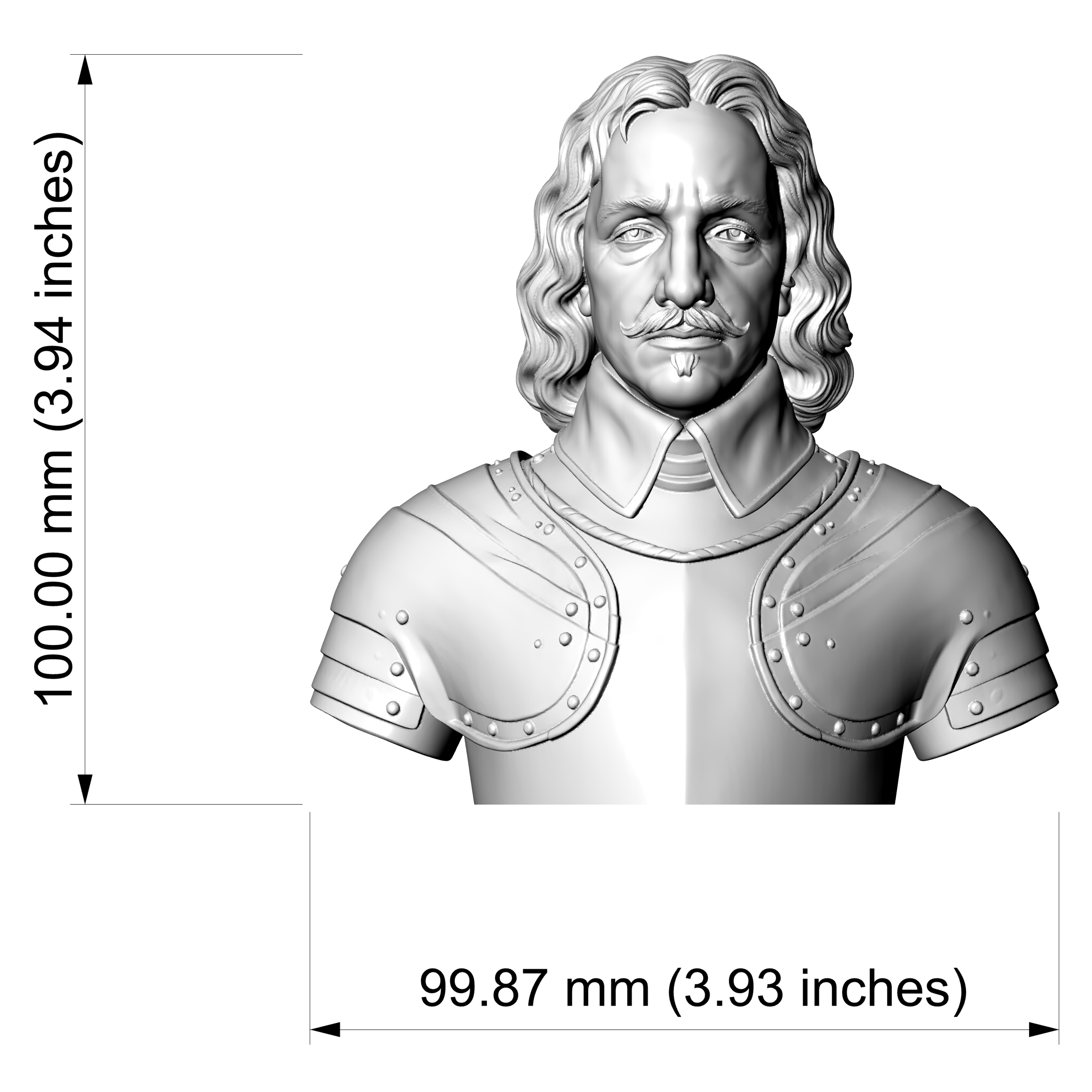 Oliver Cromwell Lord Protector Historical Bust 3D Model