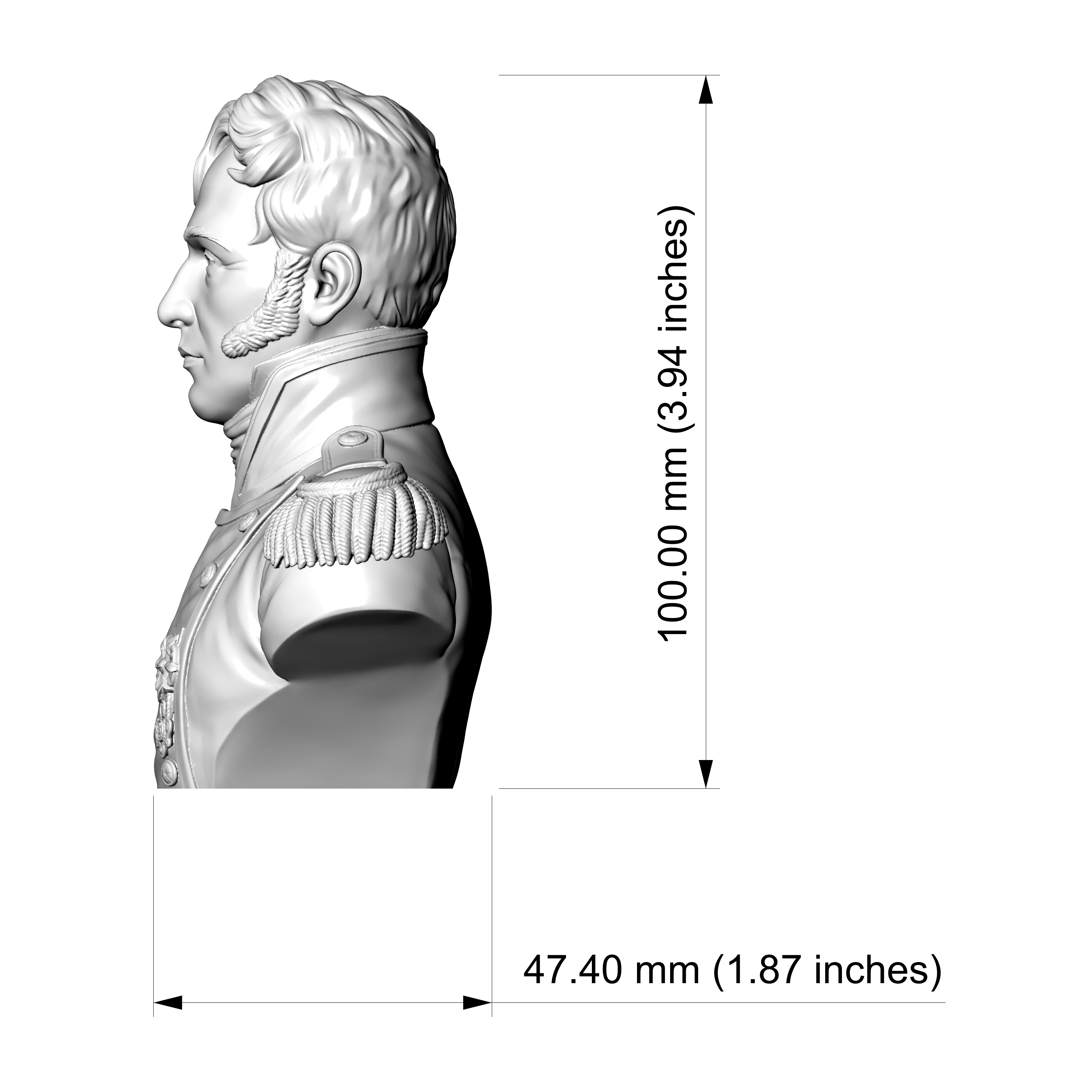 Oliver Hazard Perry 3D Printable Bust 3D Model
