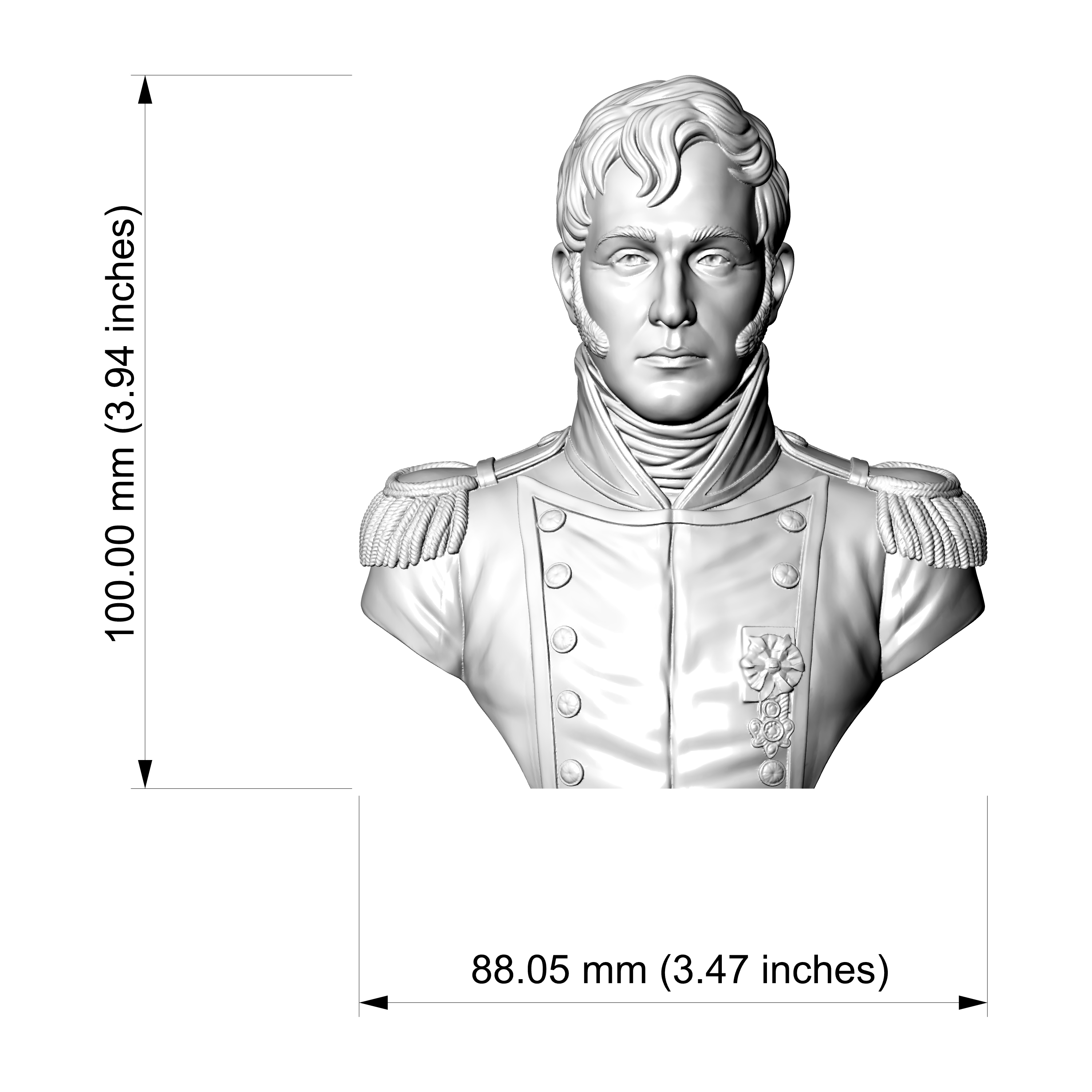 Oliver Hazard Perry 3D Printable Bust 3D Model