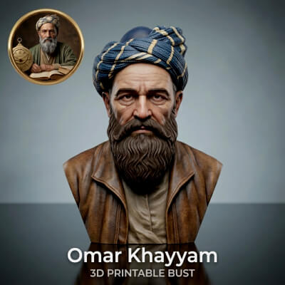 Omar Khayyam Persian Polymath 3D Printable Bust