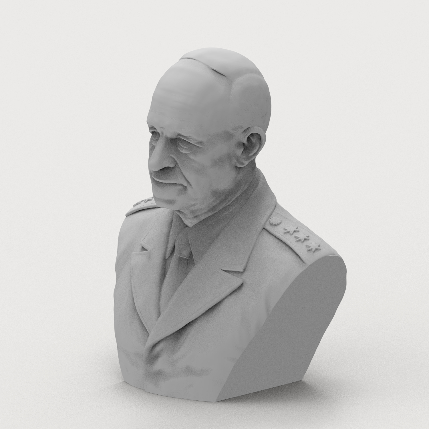 Omar Nelson Bradley 3D Printable Bust 3D Model