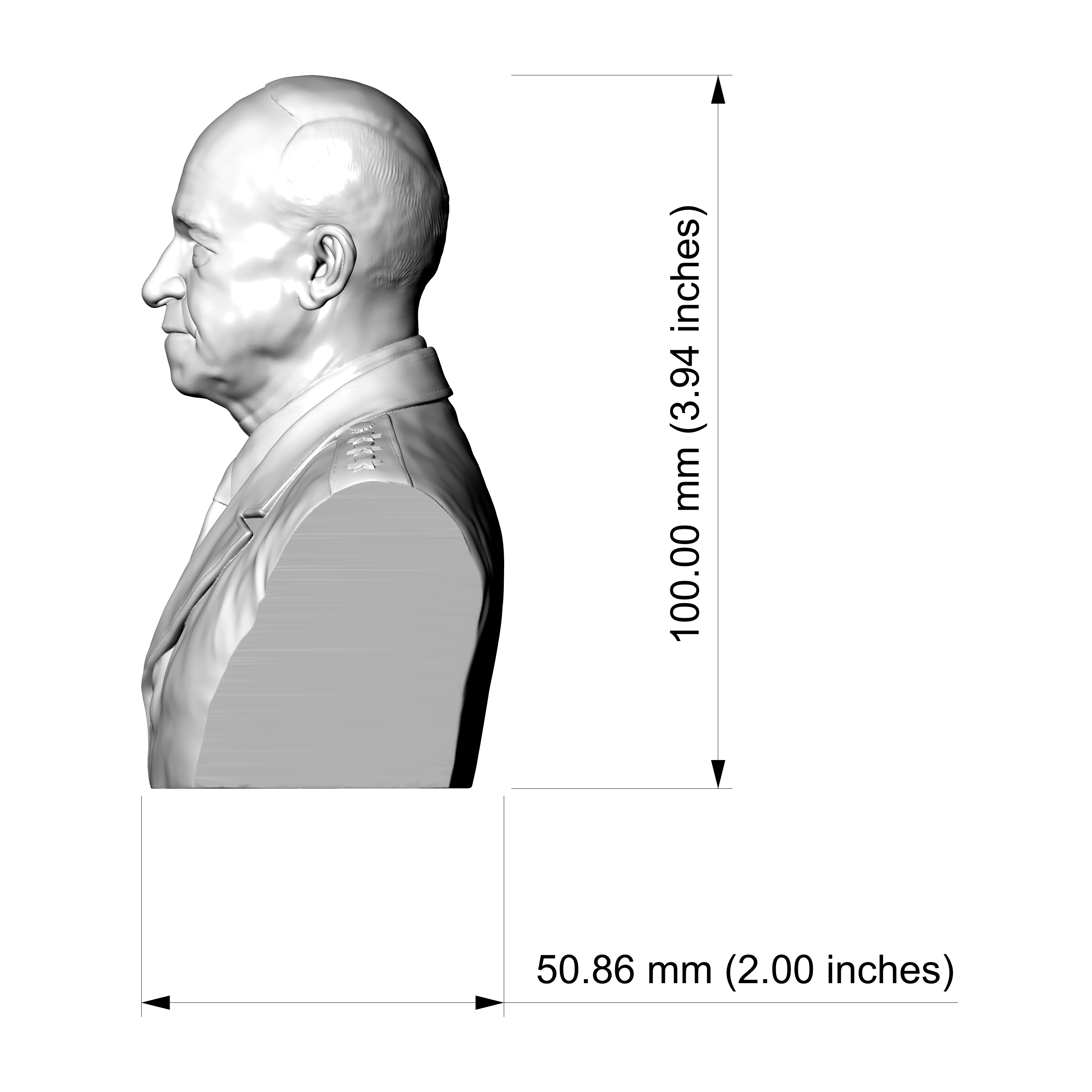 Omar Nelson Bradley 3D Printable Bust 3D Model