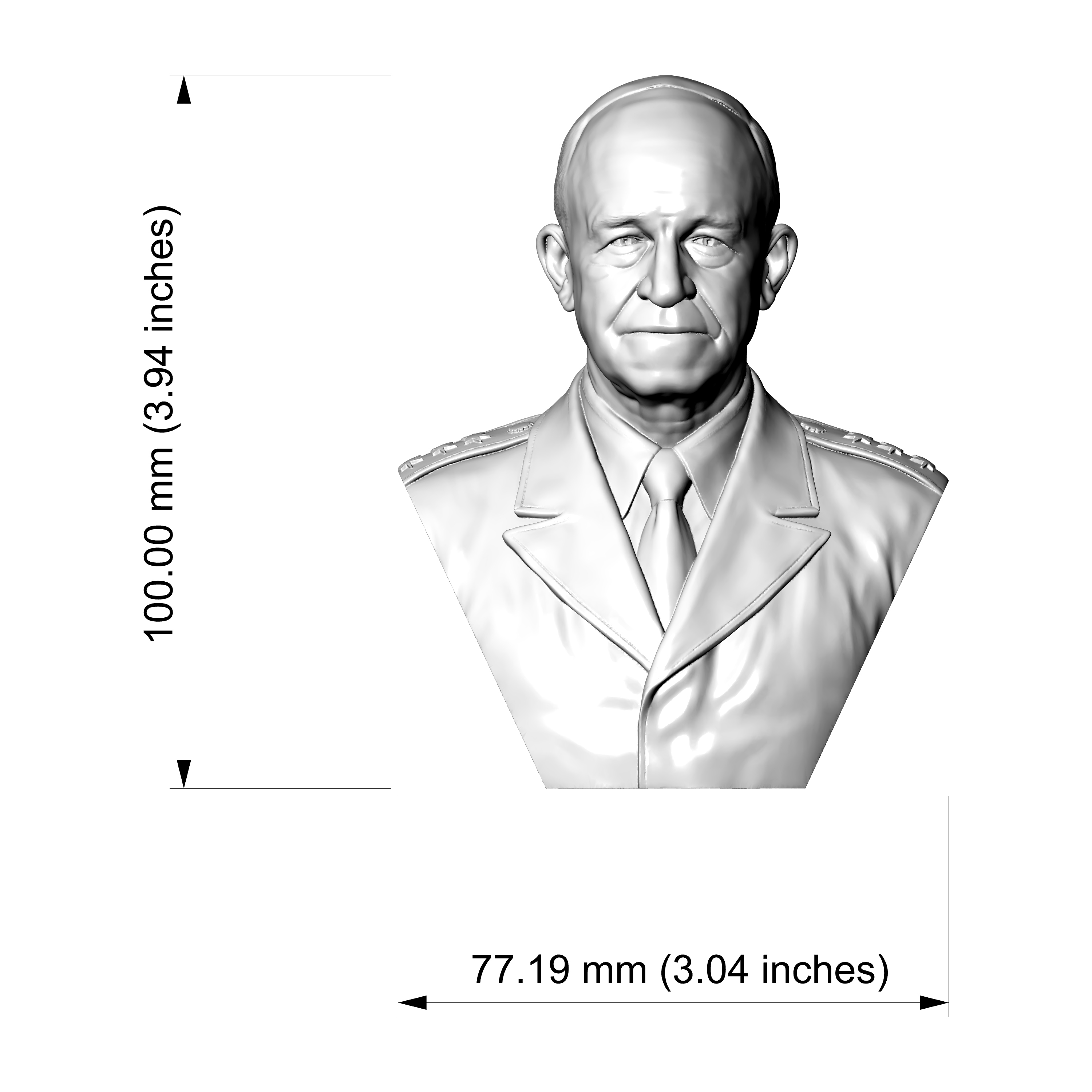 Omar Nelson Bradley 3D Printable Bust 3D Model