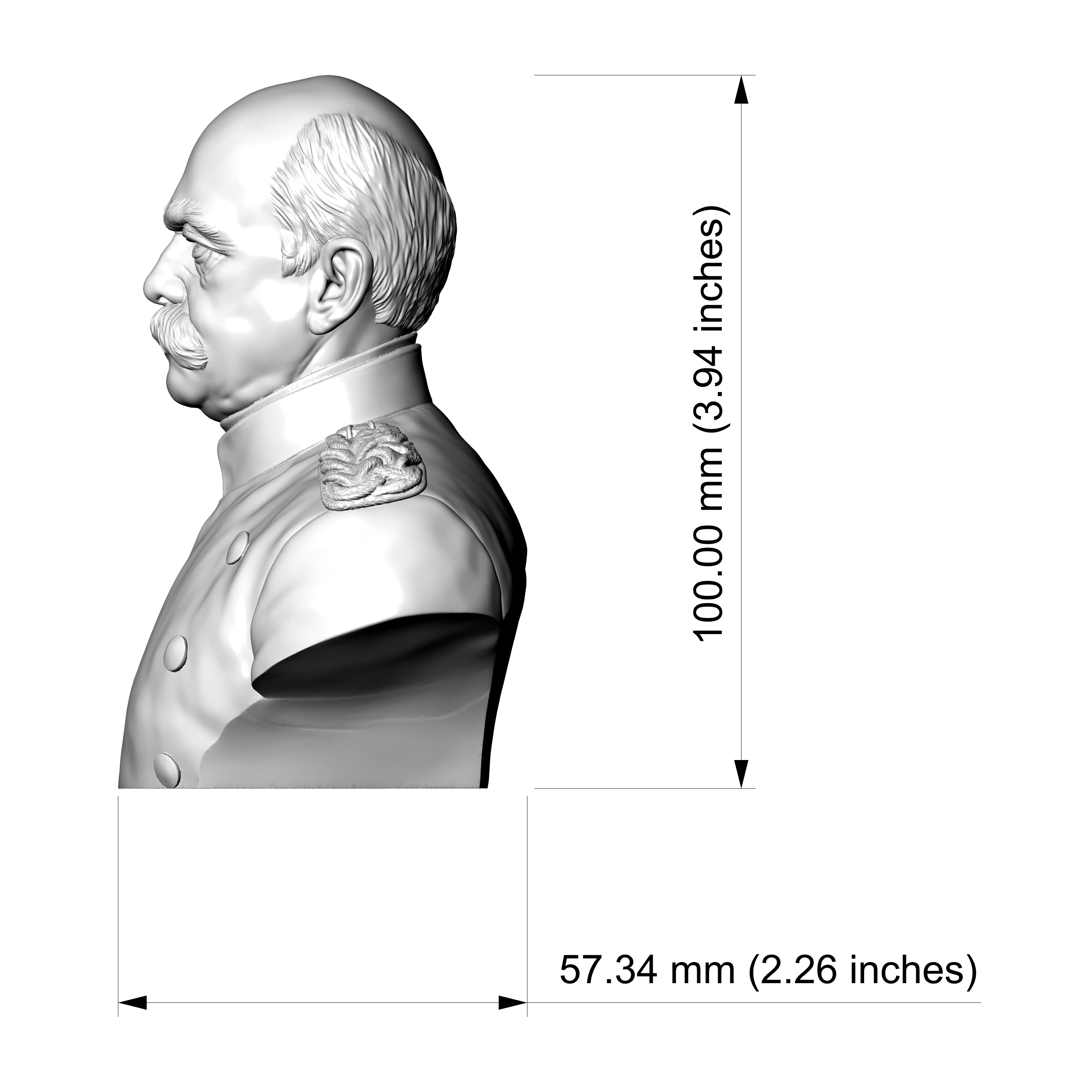 Otto von Bismarck 3D Printable Bust 3D Model