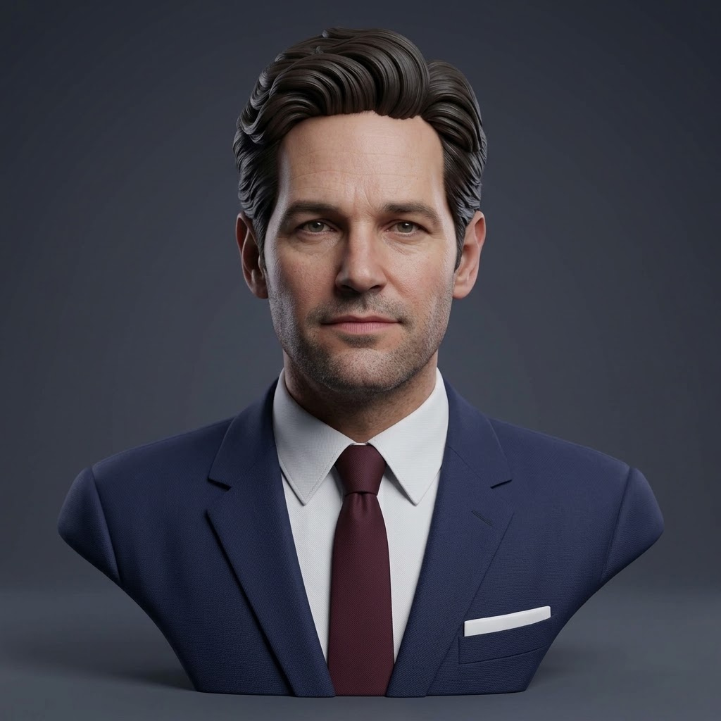 Paul Rudd Scott Lang 3D Printable Bust 3D Model