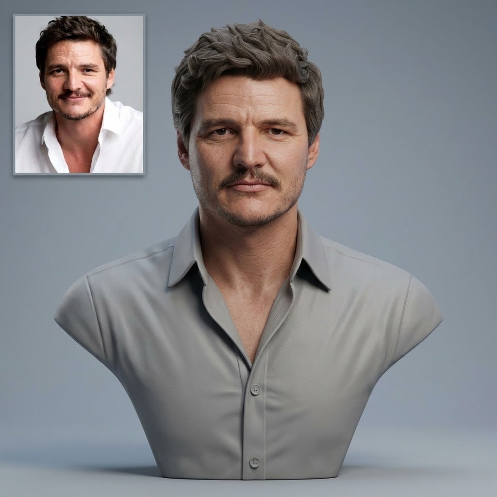 Pedro Pascal 3D Printable Bust 3D Model