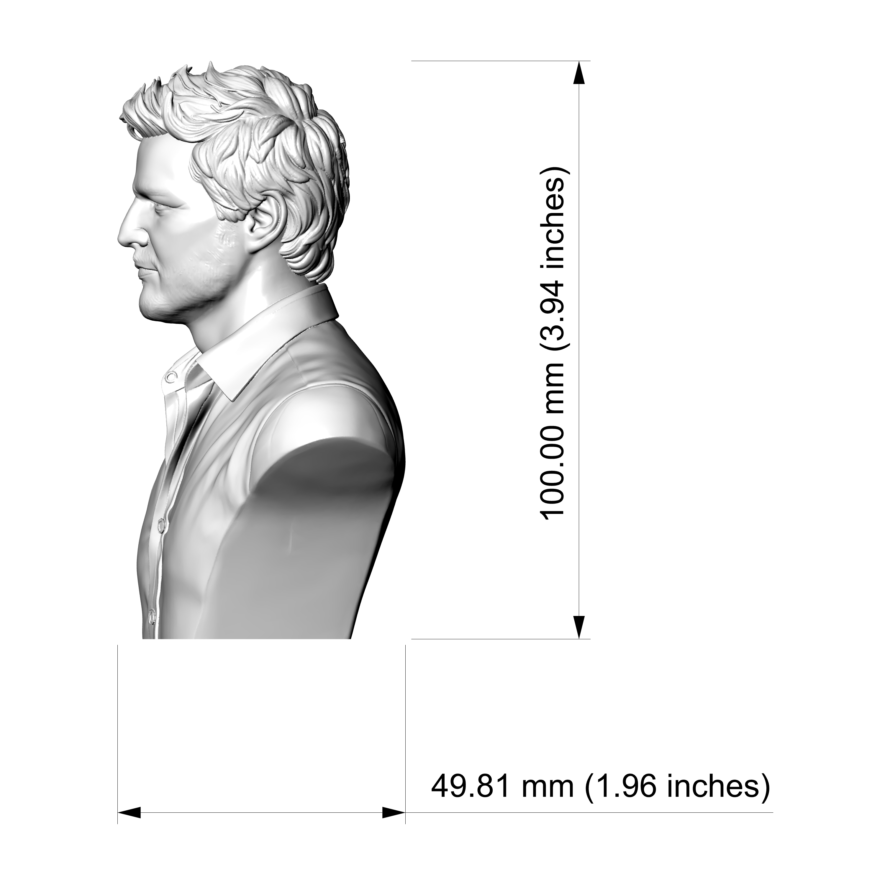 Pedro Pascal 3D Printable Bust 3D Model