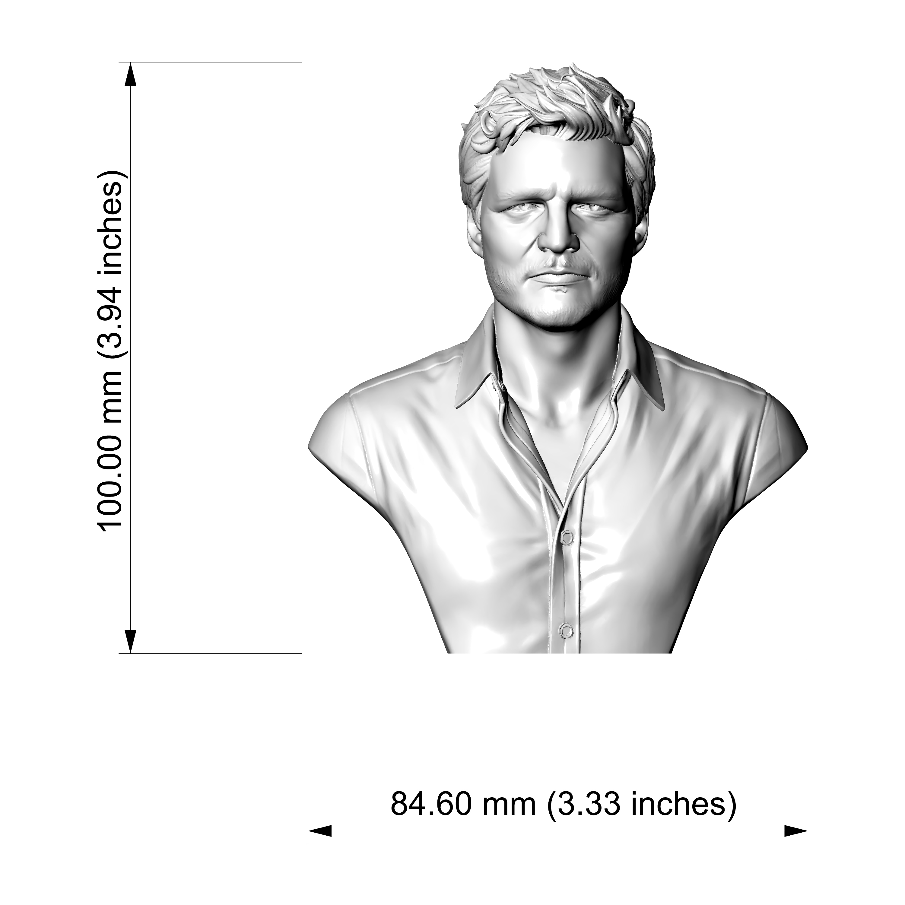 Pedro Pascal 3D Printable Bust 3D Model