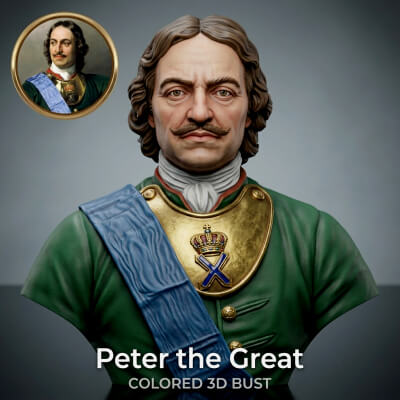 Peter the Great Russian Emperor 3D Printable Bust