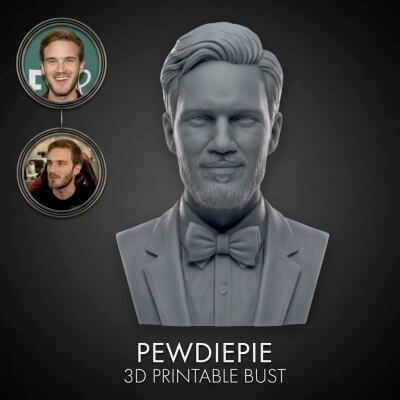 PewDiePie 3D Printable Bust