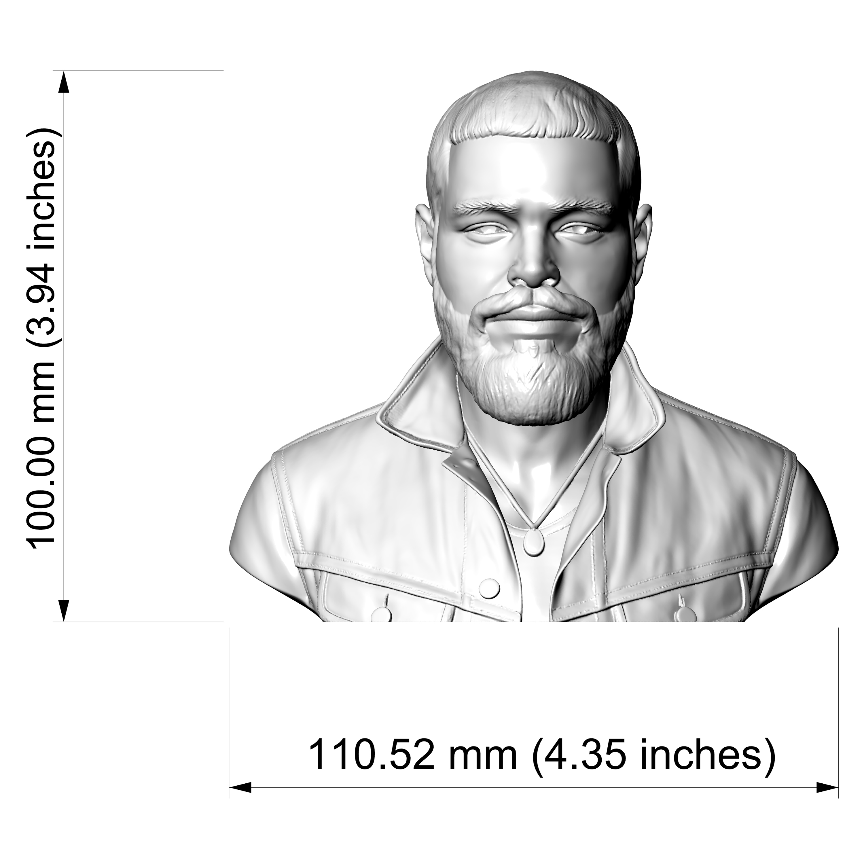 Post Malone 3D Printable Bust 3D Model