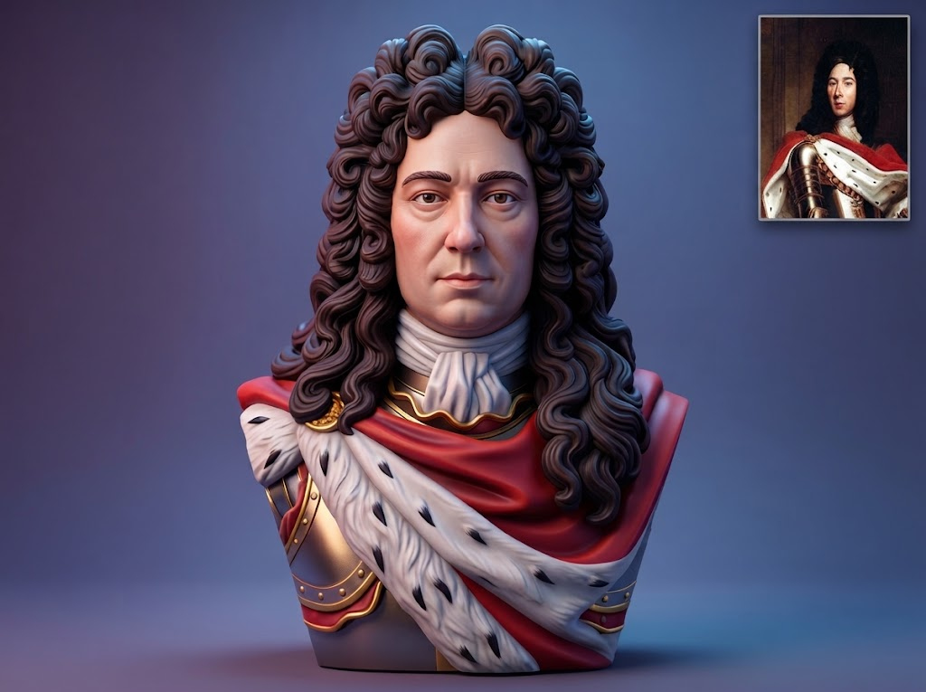 Prince Eugene of Savoy Historical Baroque Bust 3D Model