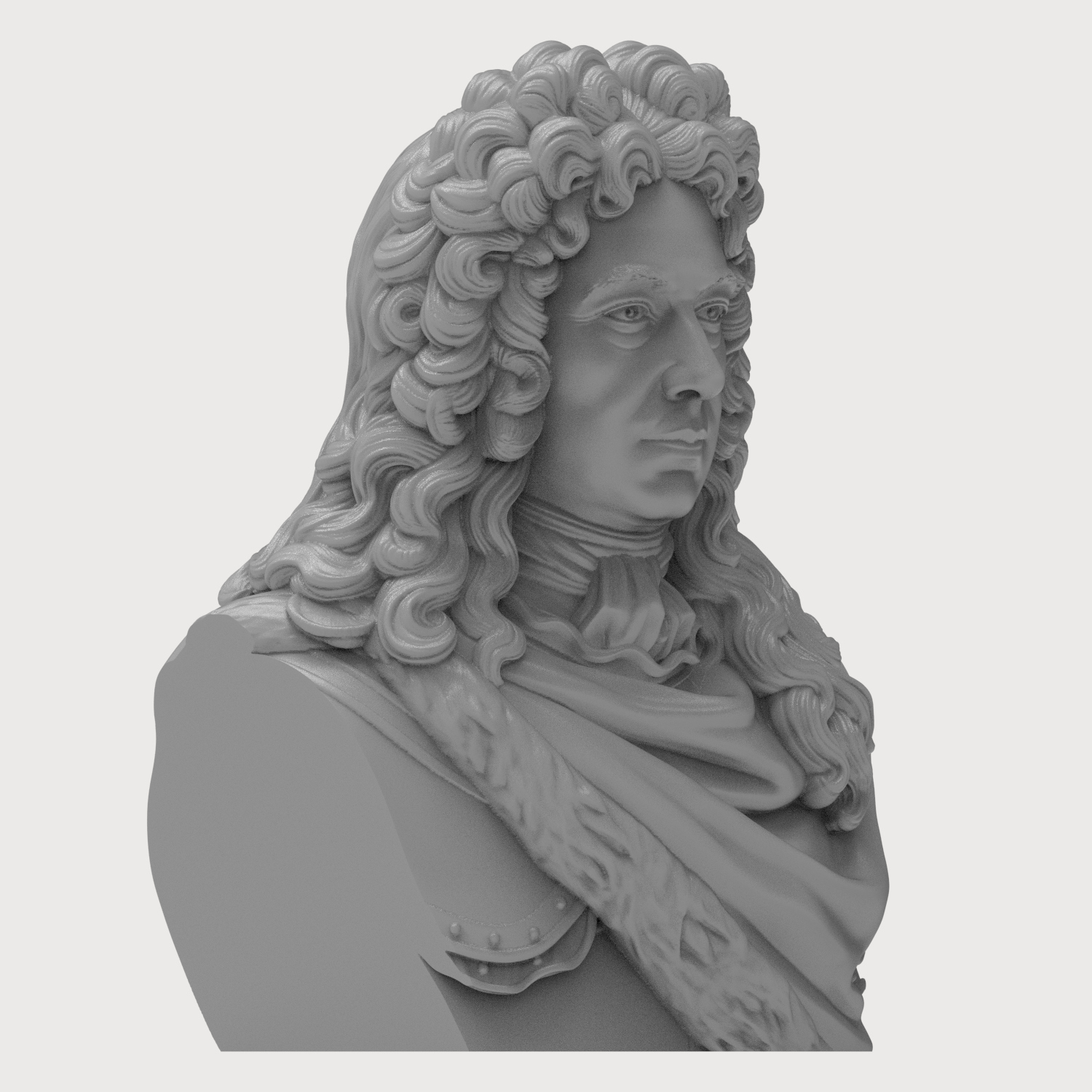 Prince Eugene of Savoy Historical Baroque Bust 3D Model