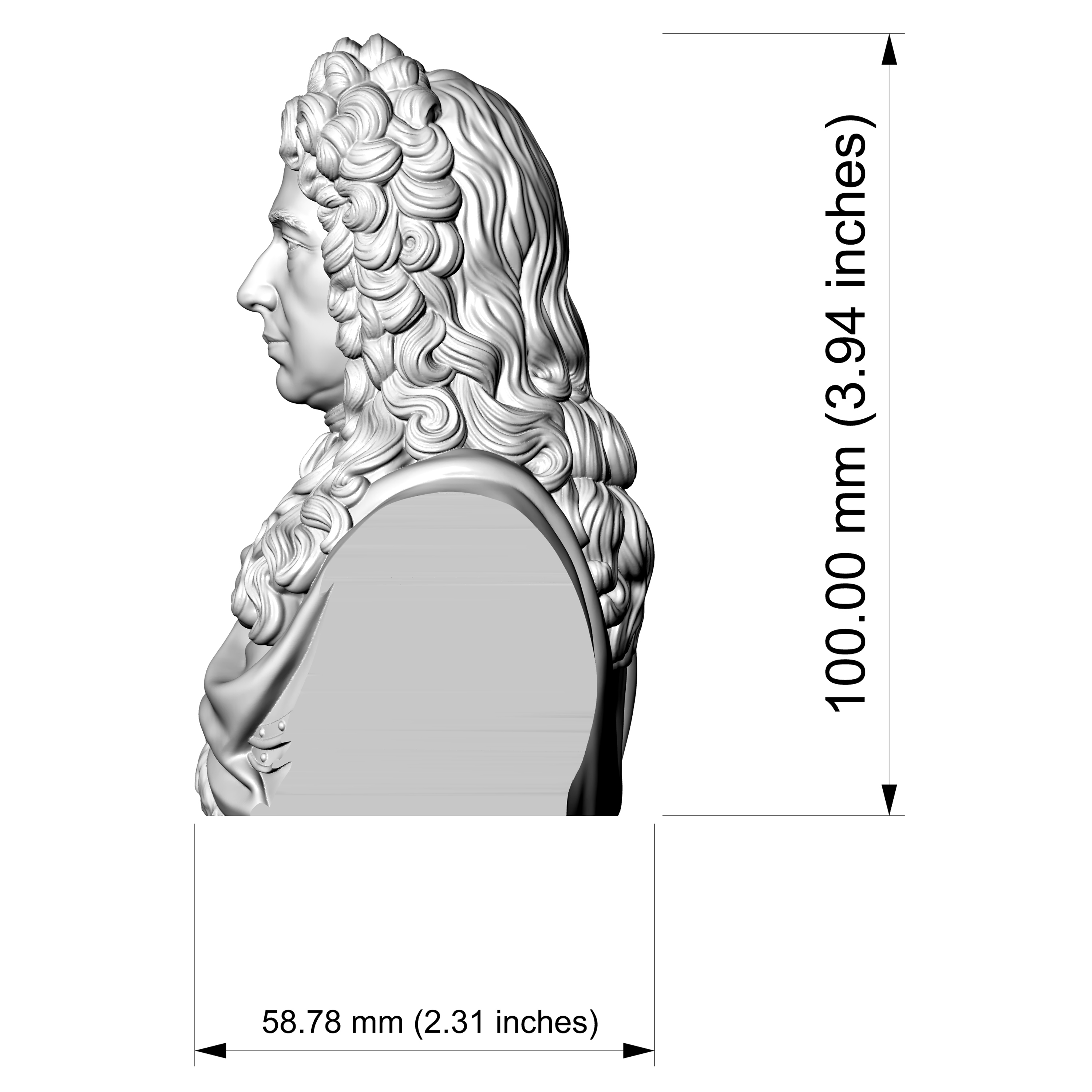 Prince Eugene of Savoy Historical Baroque Bust 3D Model