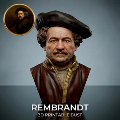 Rembrandt 3D Printable Bust