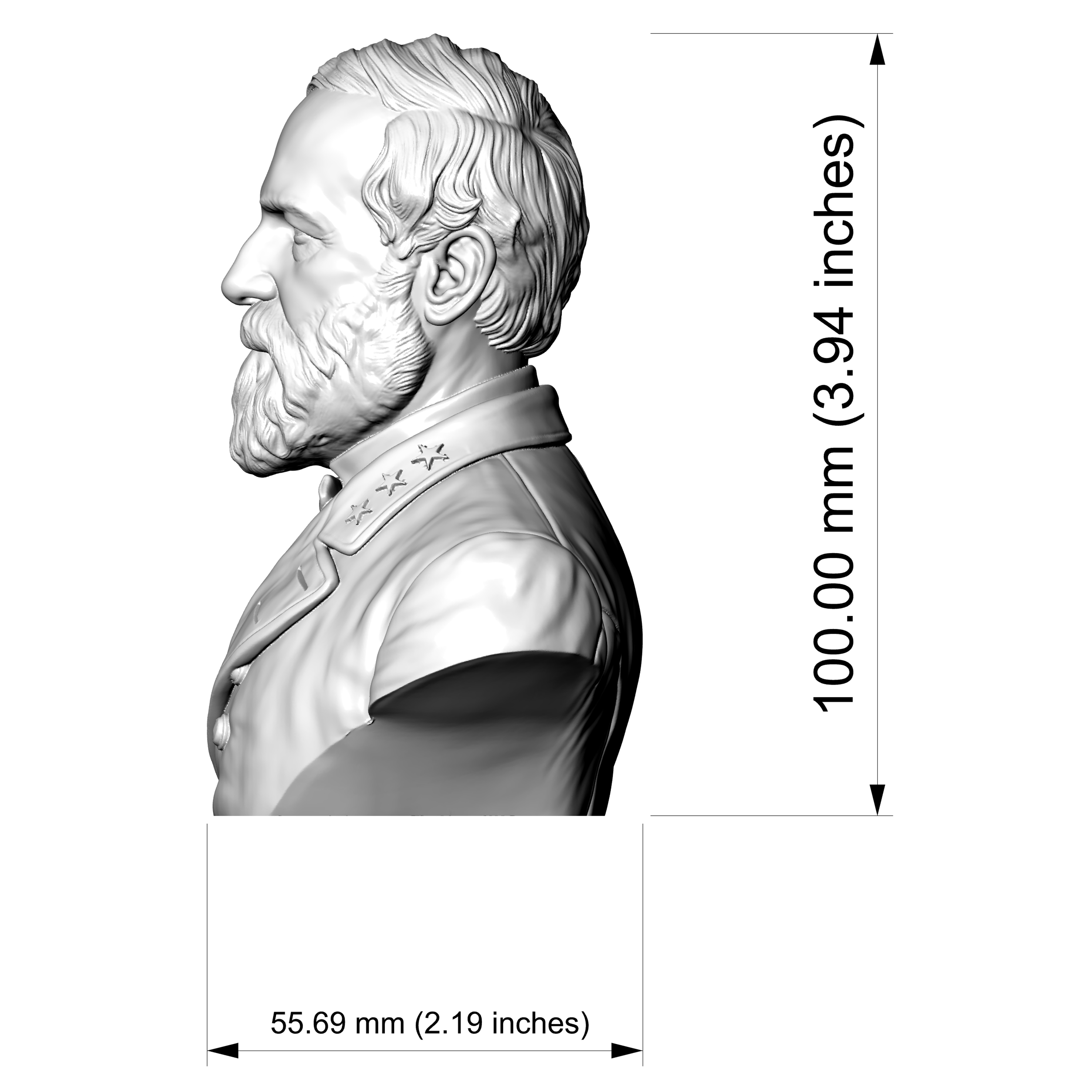 Robert E Lee Confederate General Historical Bust 3D Model