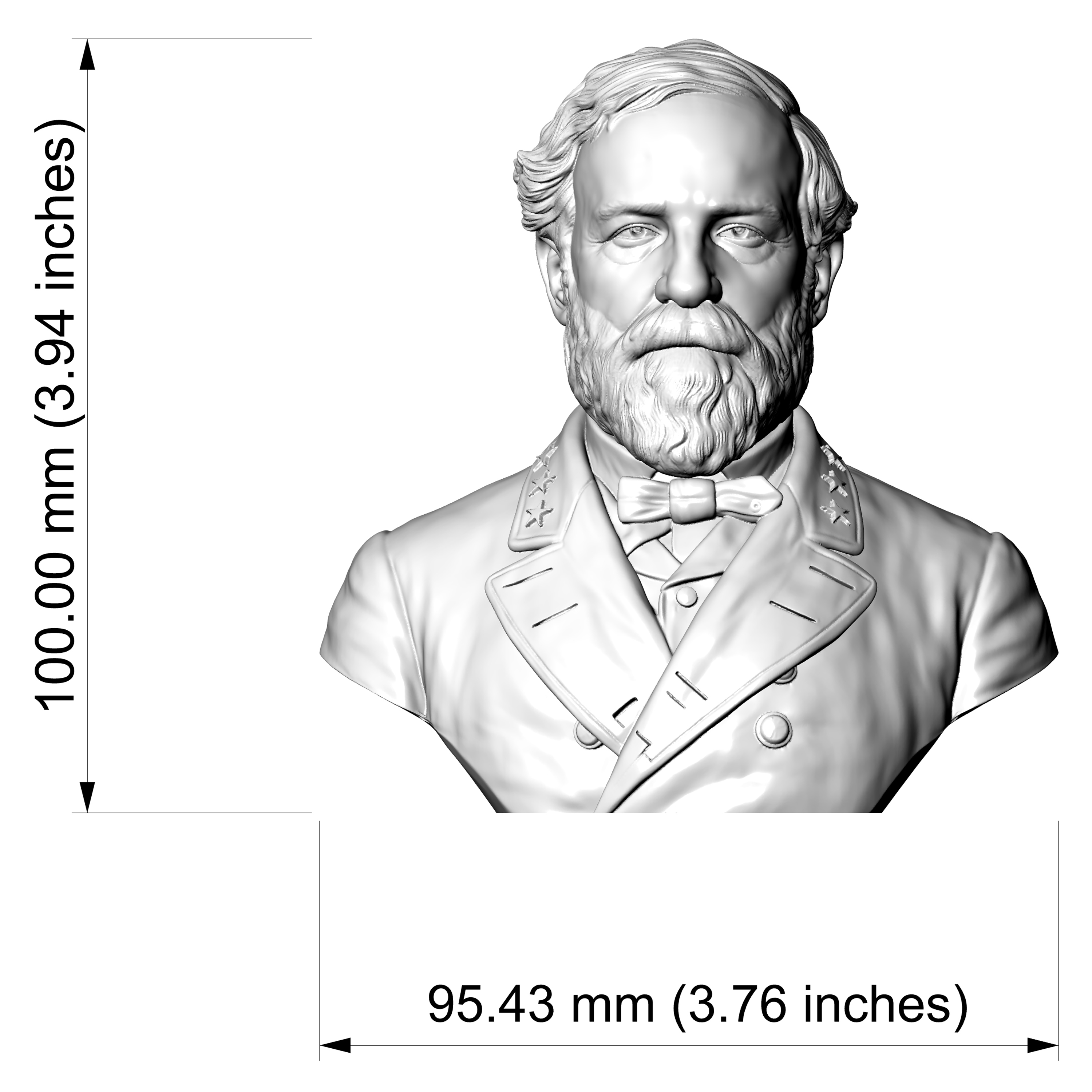 Robert E Lee Confederate General Historical Bust 3D Model