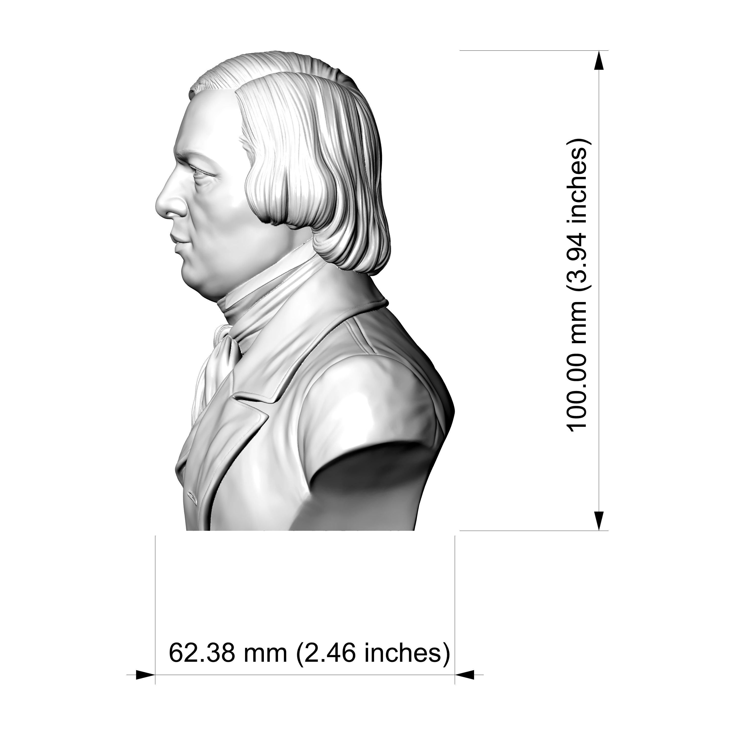 Robert Schumann 3D Printable Bust 3D Model