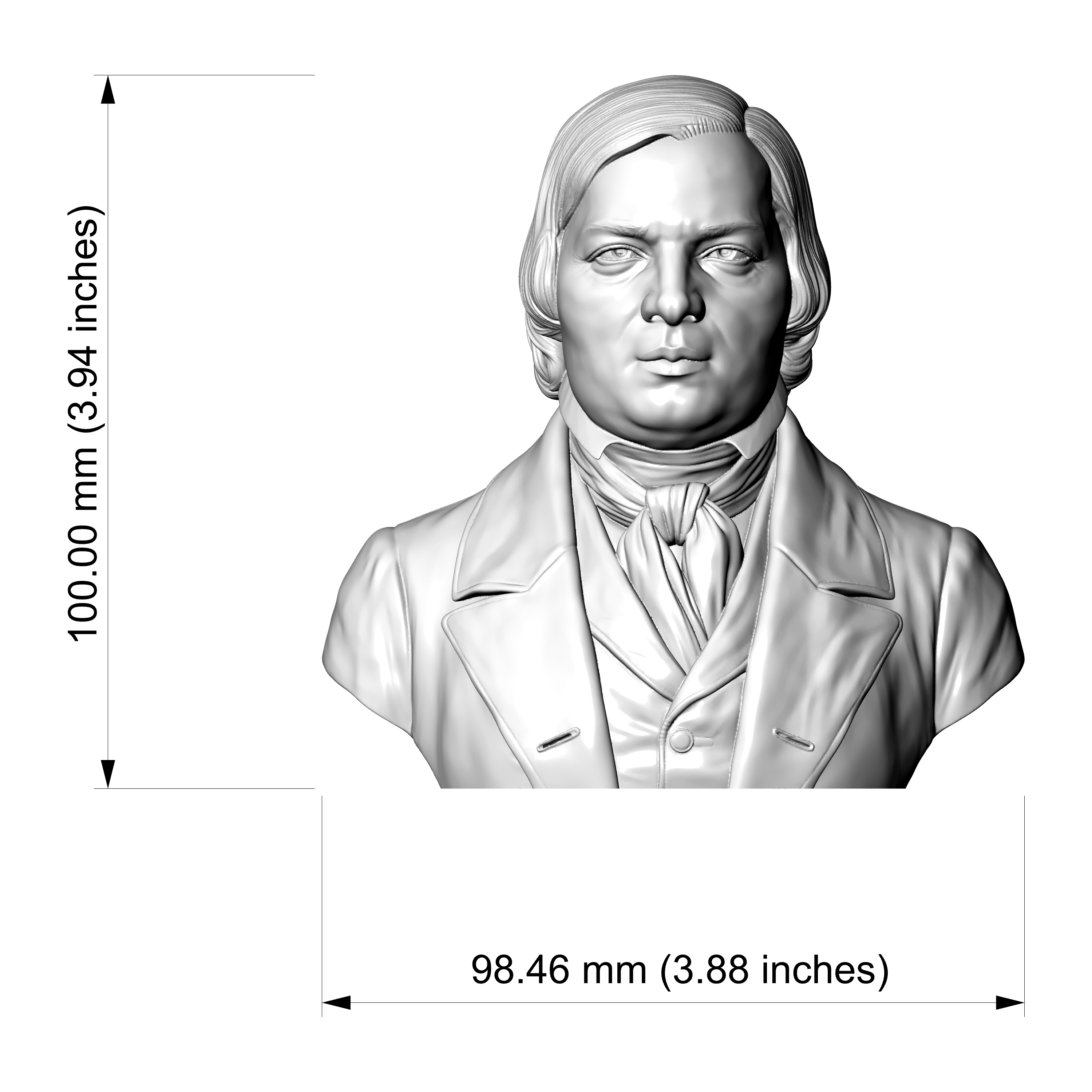 Robert Schumann 3D Printable Bust 3D Model