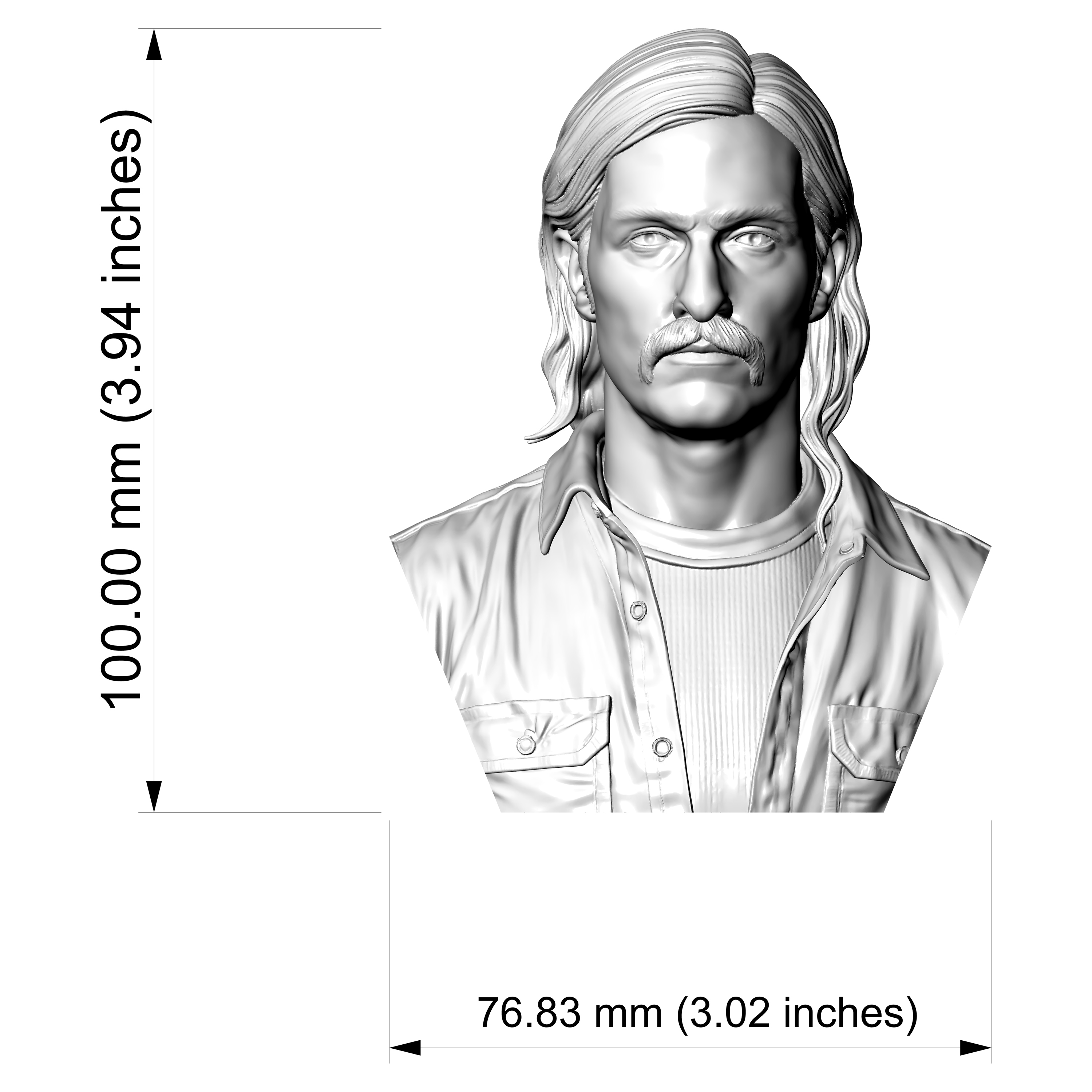 Rust Cohle True Detective 3D Printable Bust 3D Model