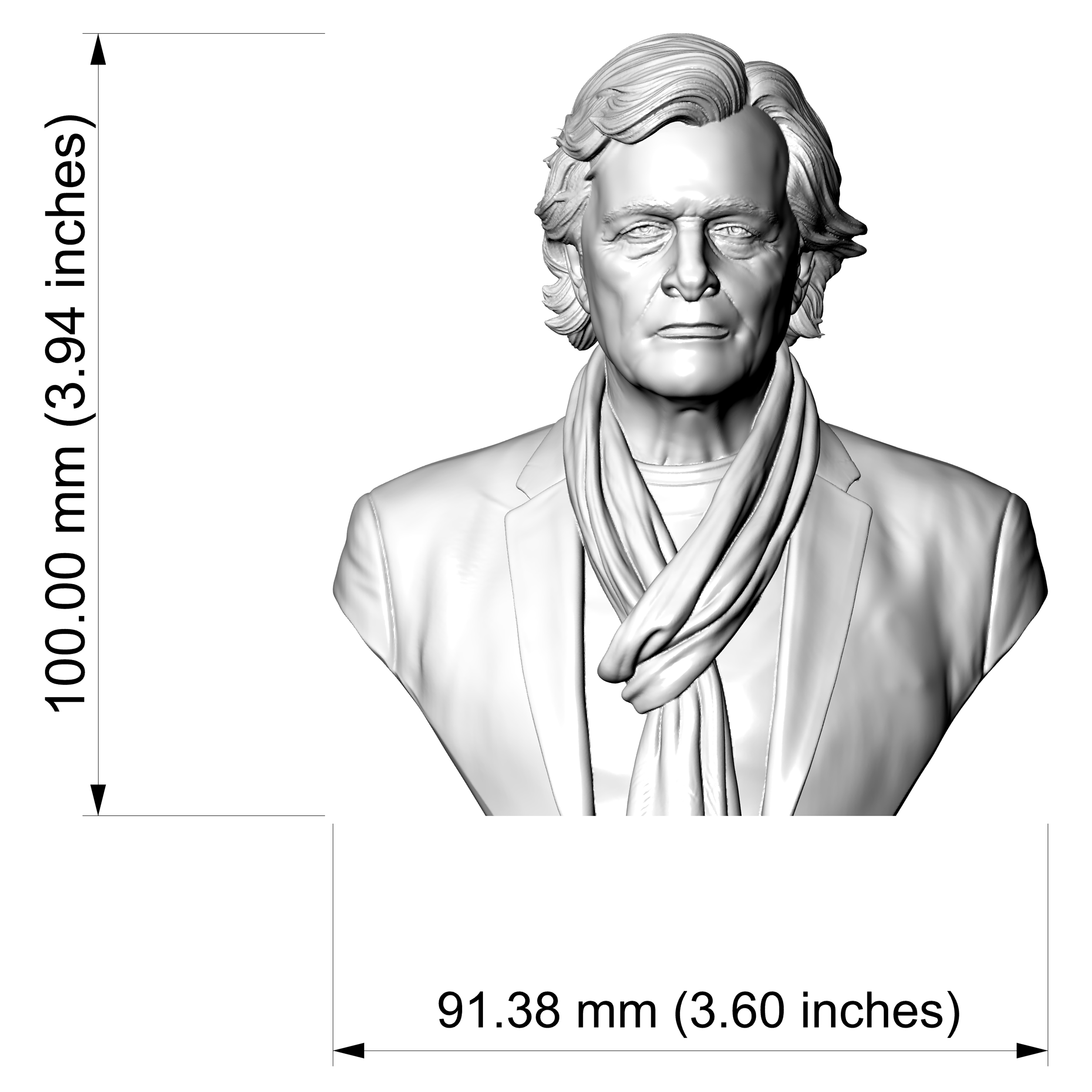 Rutger Hauer Portrait Bust 3D Printable 3D Model