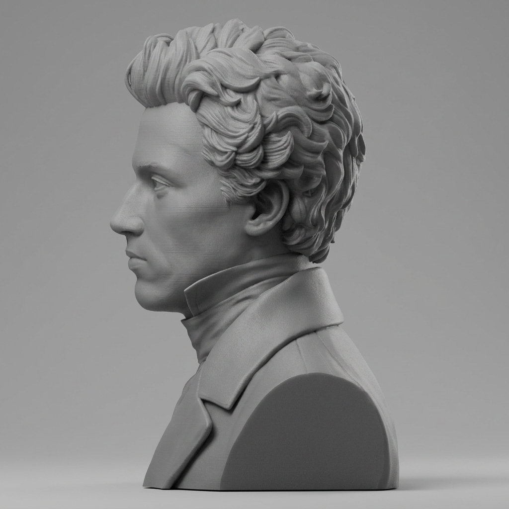S&oslashren Kierkegaard 3D Printable Bust 3D Model