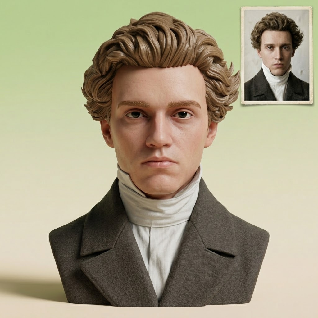S&oslashren Kierkegaard 3D Printable Bust 3D Model