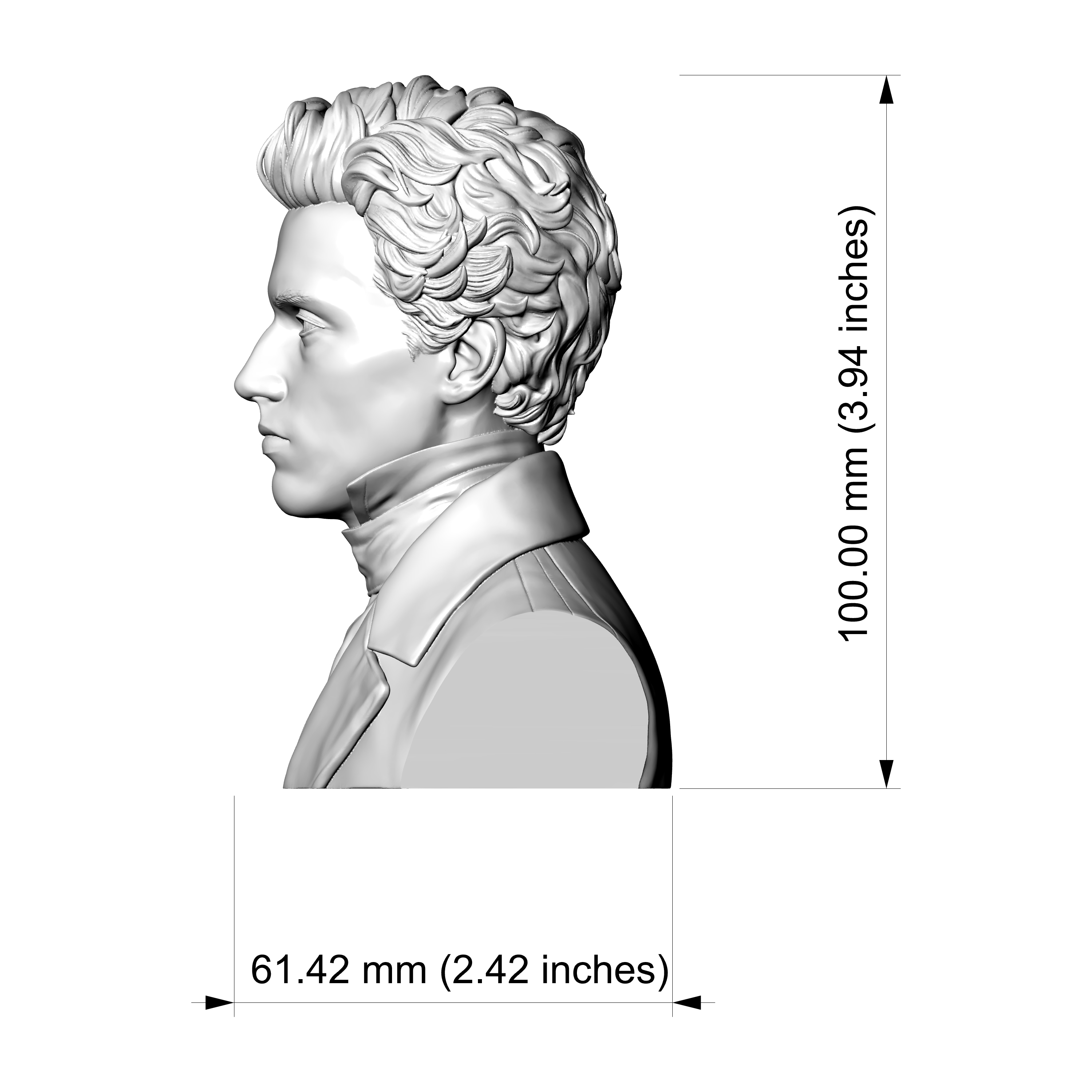 S&oslashren Kierkegaard 3D Printable Bust 3D Model