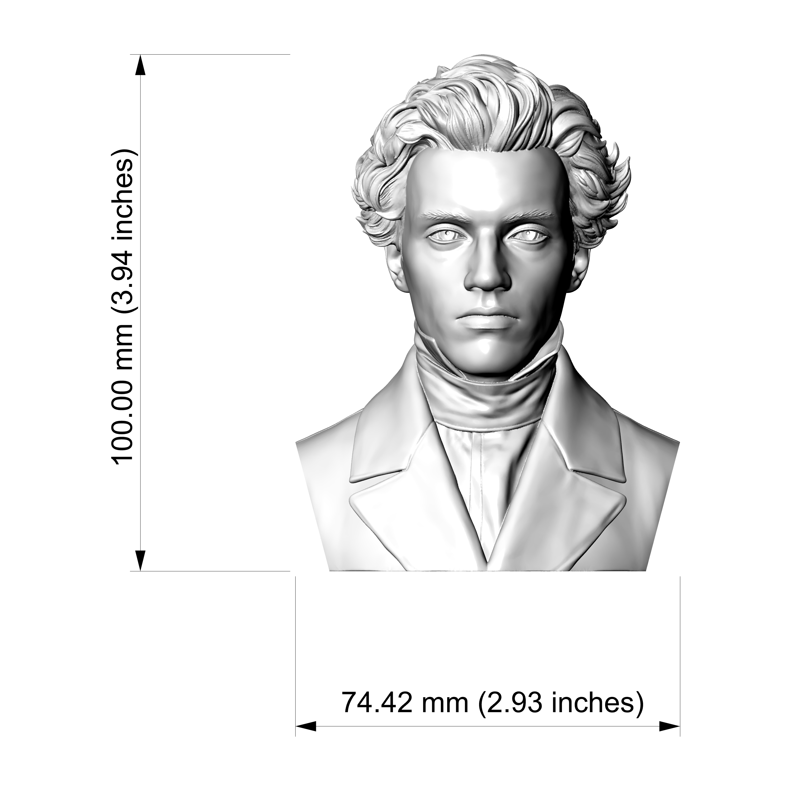 S&oslashren Kierkegaard 3D Printable Bust 3D Model