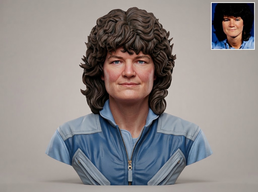Sally Ride US Astronaut Bust 3D Model