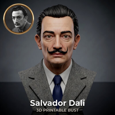 Salvador Dalí 3D Printable Bust