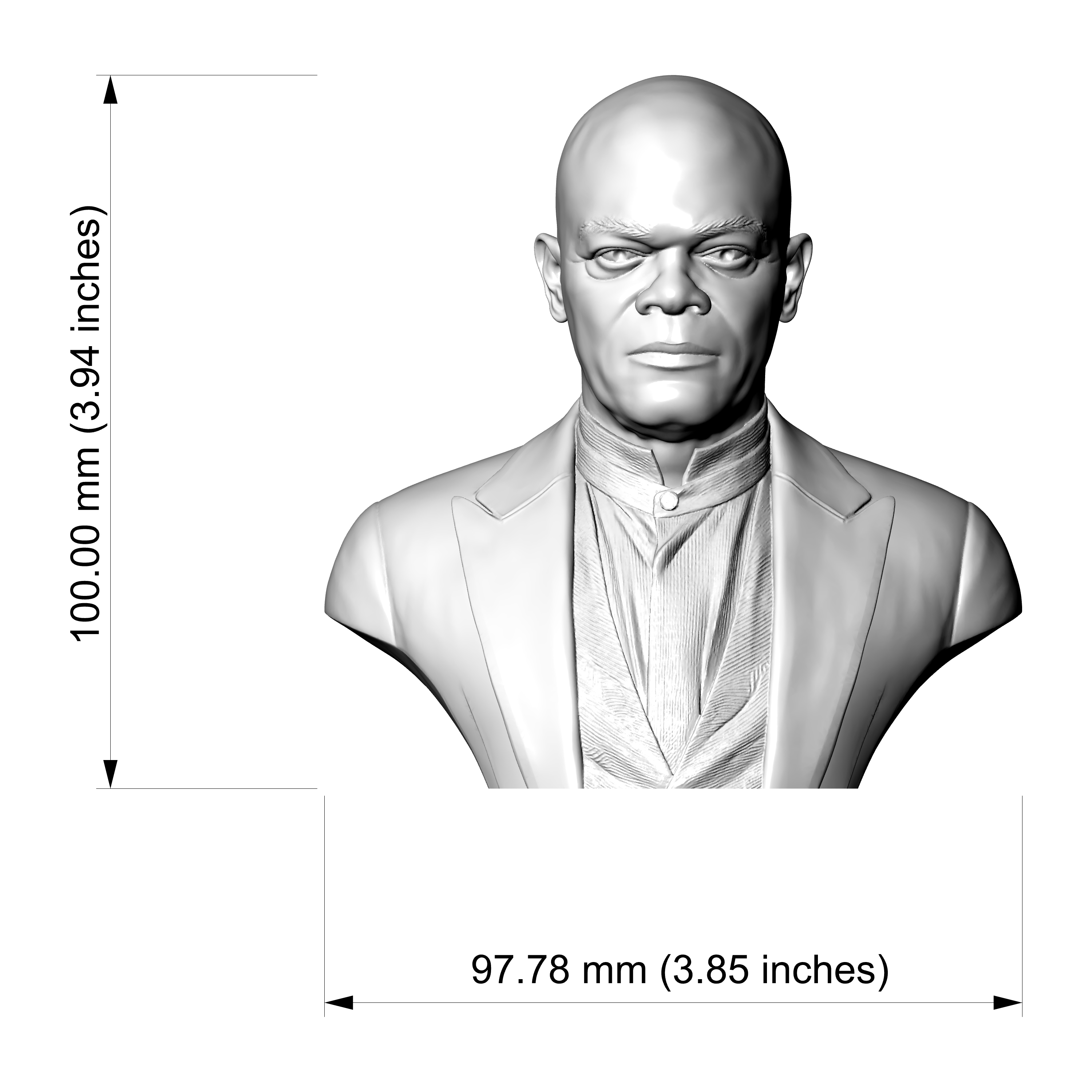Samuel L. Jackson 3D Printable Bust 3D Model