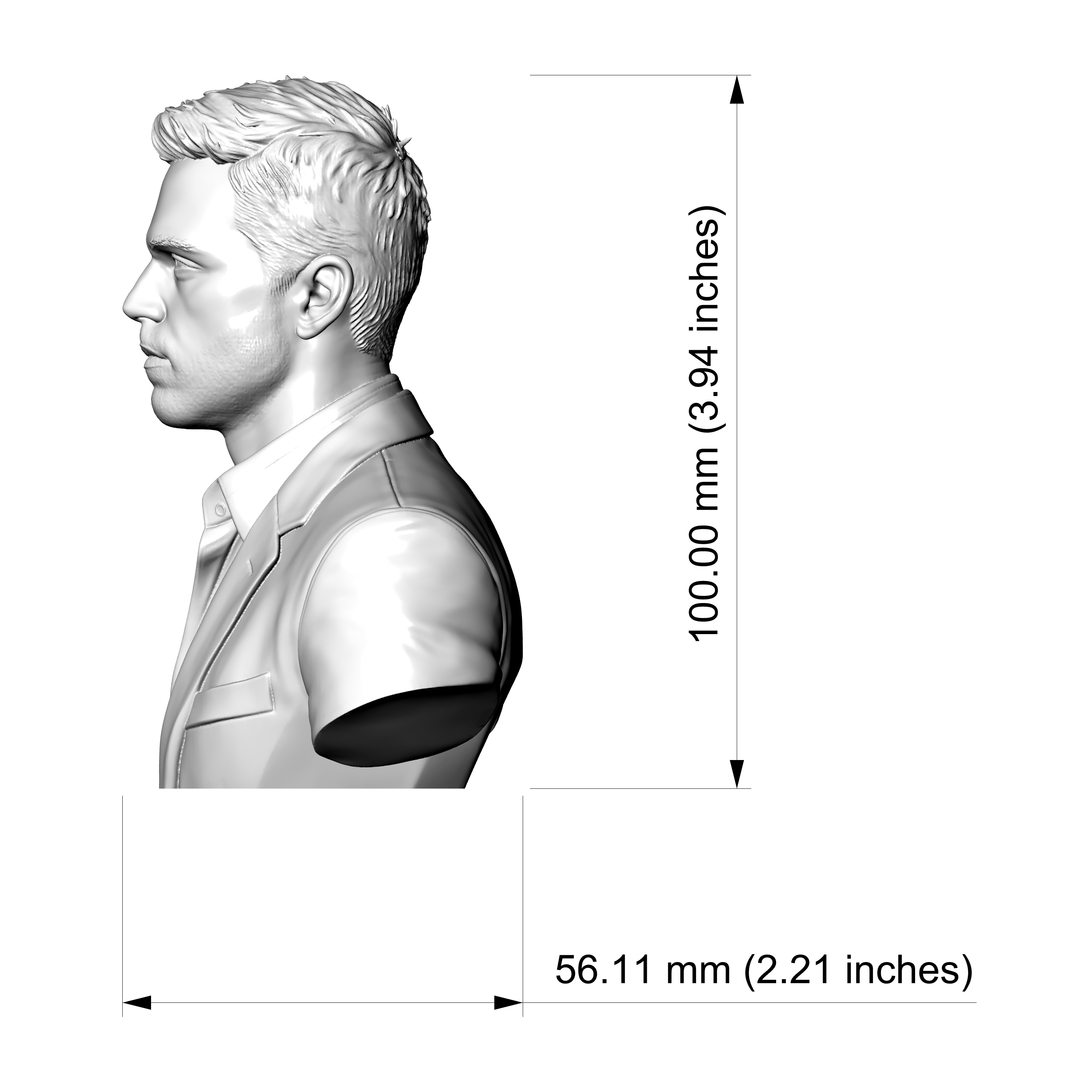 Sebastian Stan Bucky Barnes Suit 3D Printable Bust 3D Model