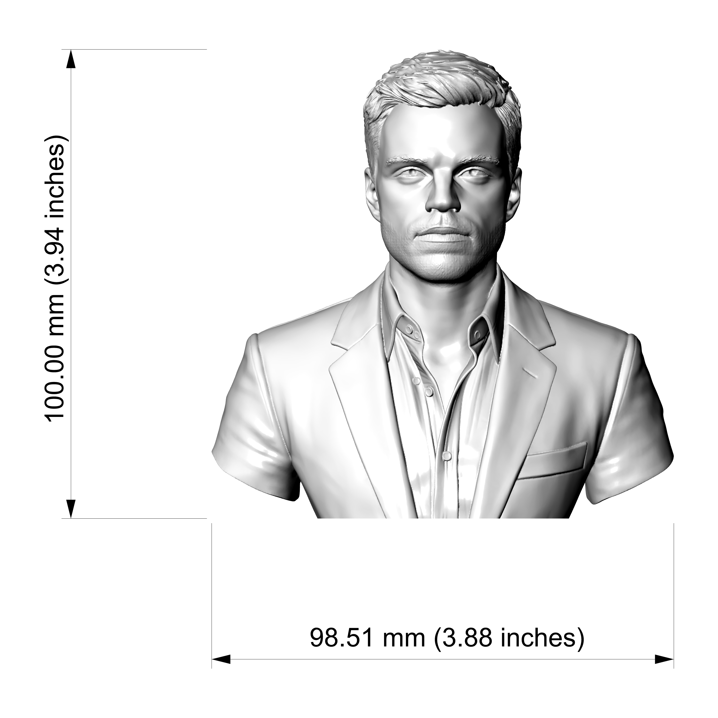 Sebastian Stan Bucky Barnes Suit 3D Printable Bust 3D Model