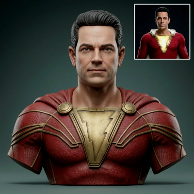 Shazam (Zachary Levi) Bust 3D Print Model