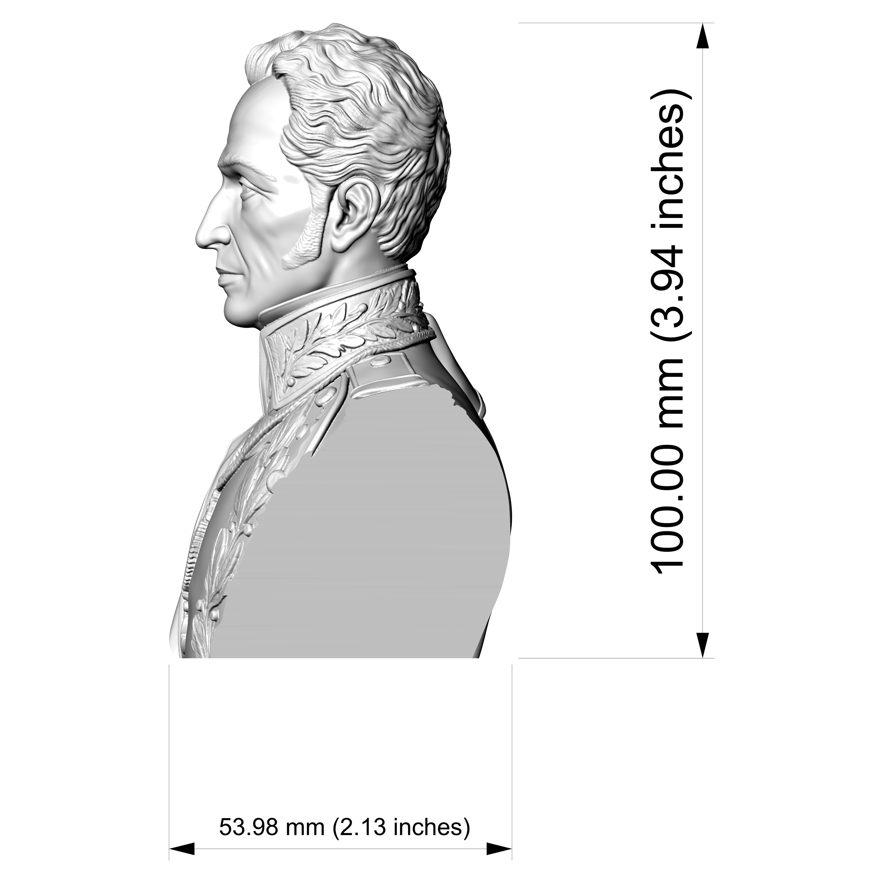 Sim&oacuten Bol&iacutevar 3D Printable Bust 3D Model